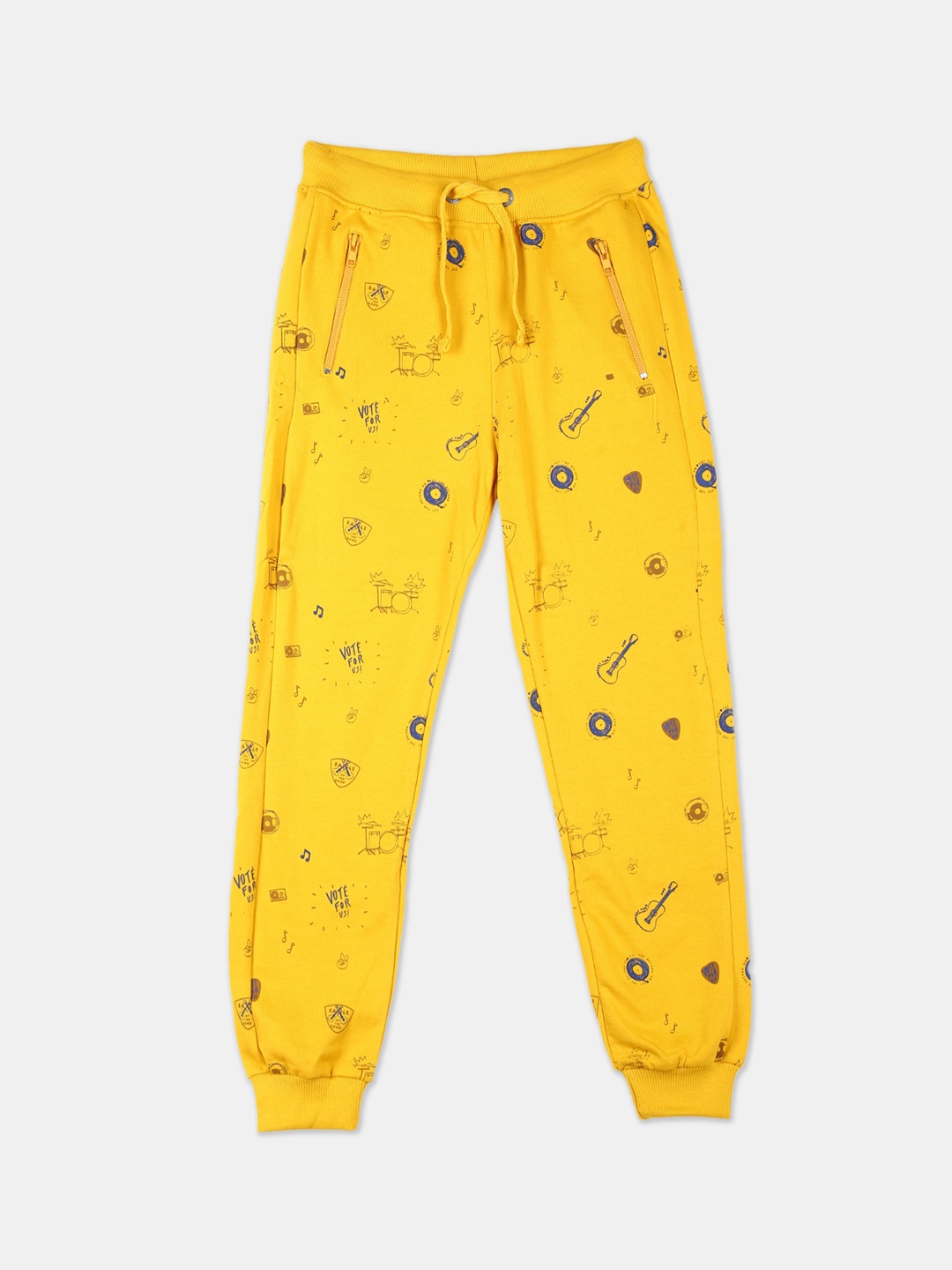 

Cherokee Boys Yellow & Navy Blue Printed Joggers