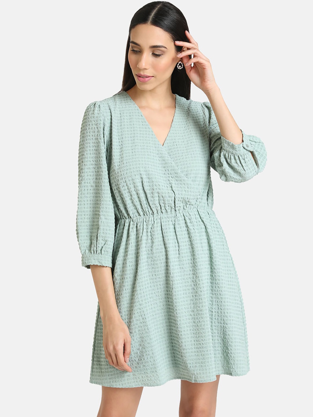 

Kazo Women Green Self Design Wrap Dress