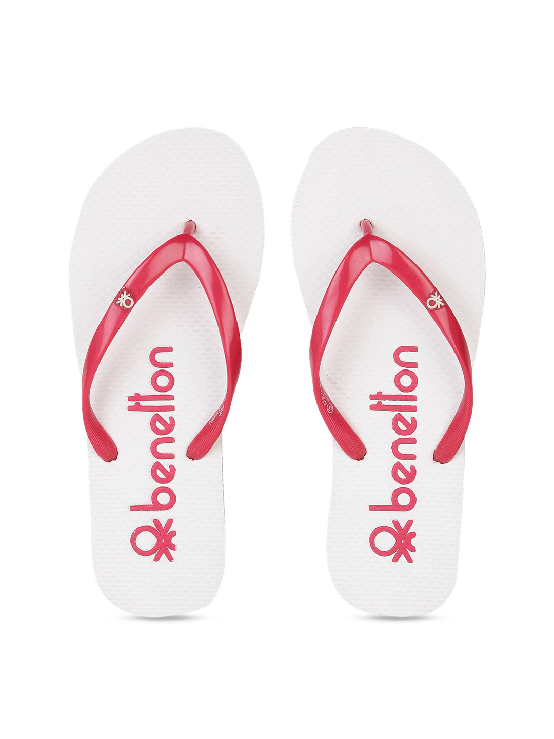 

United Colors of Benetton Women White & Red Solid Thong Flip-Flops
