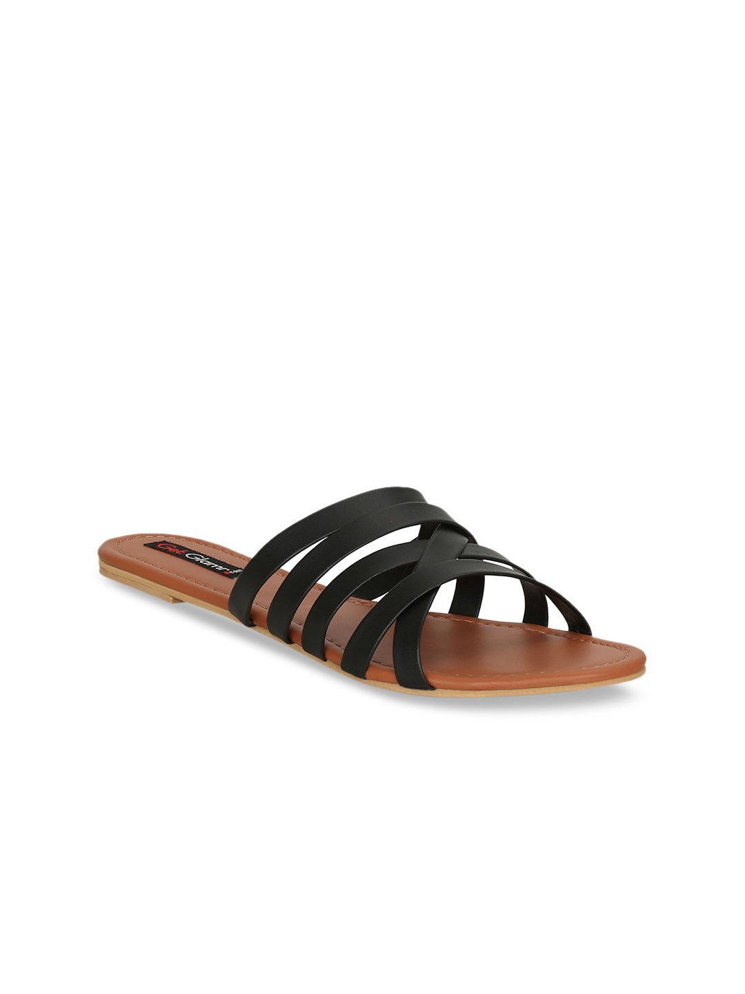

Get Glamr Women Black Solid Open Toe Flats