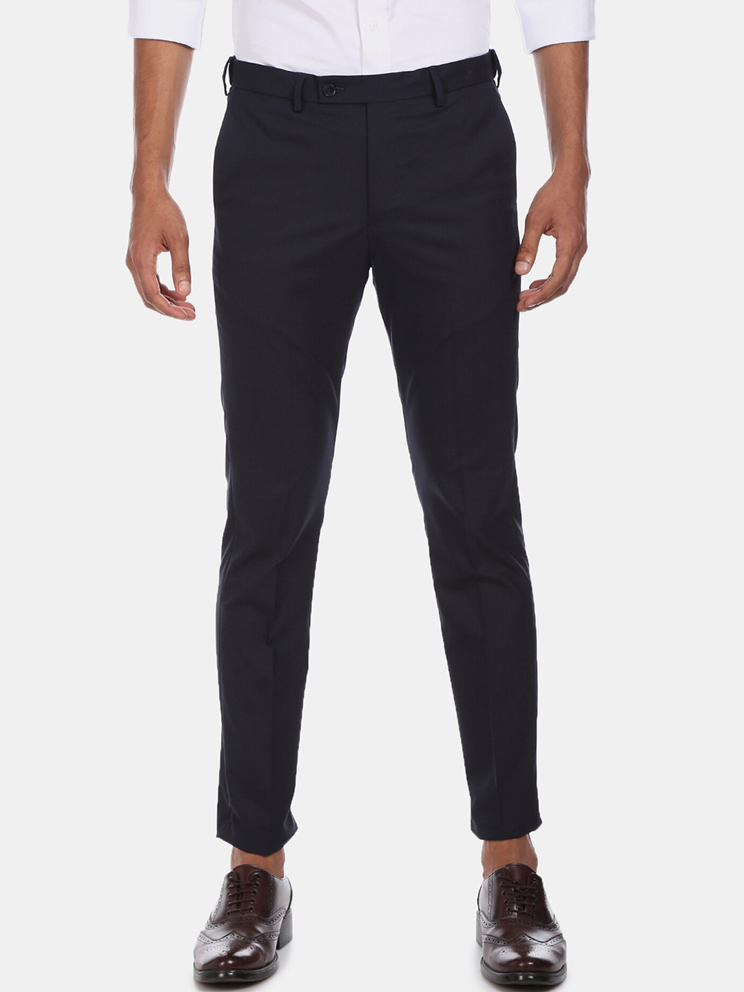 

Arrow Men Blue Regular Fit Solid Regular Trousers
