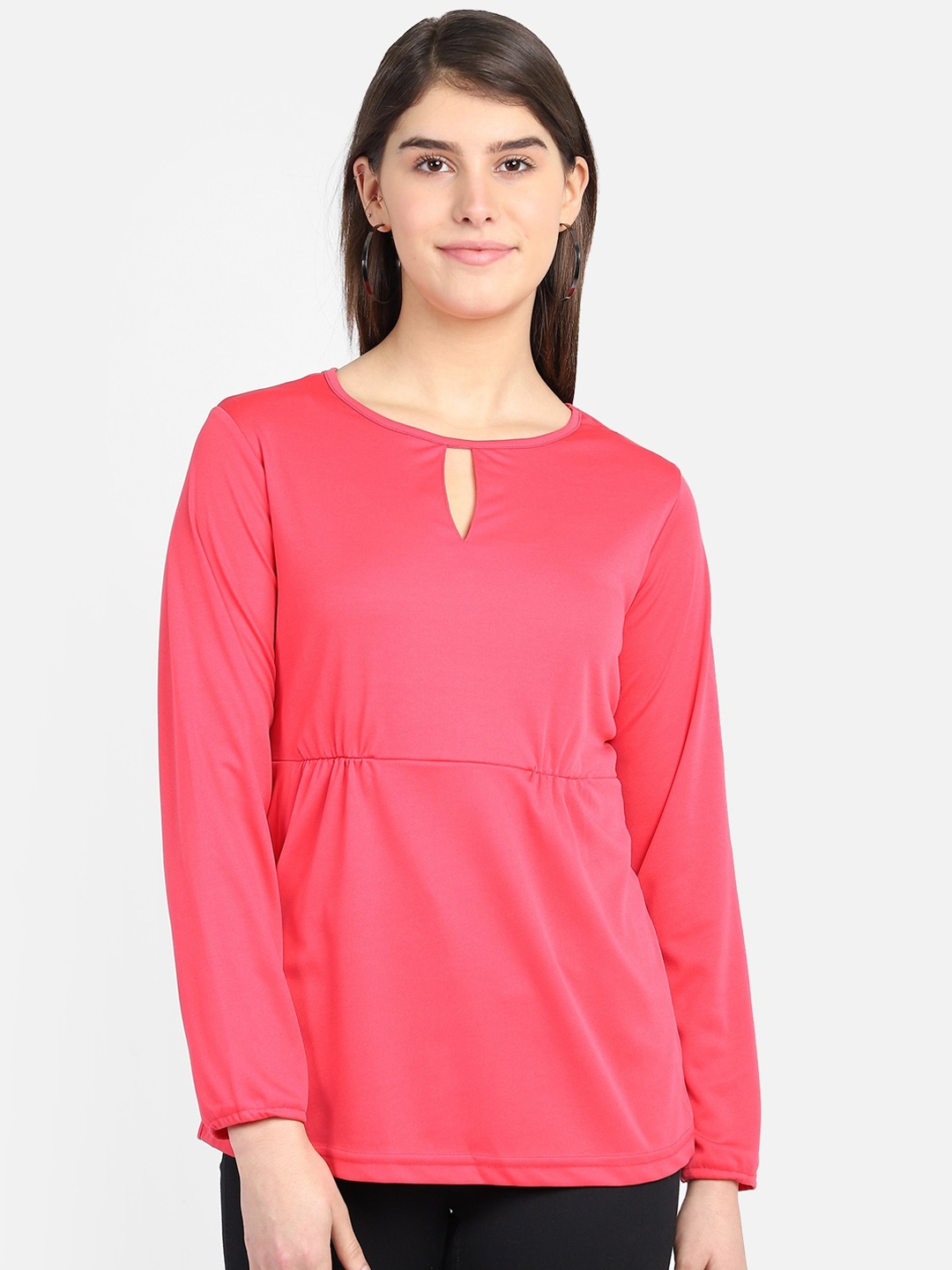 

Yaadleen Fuchsia Keyhole Neck Top