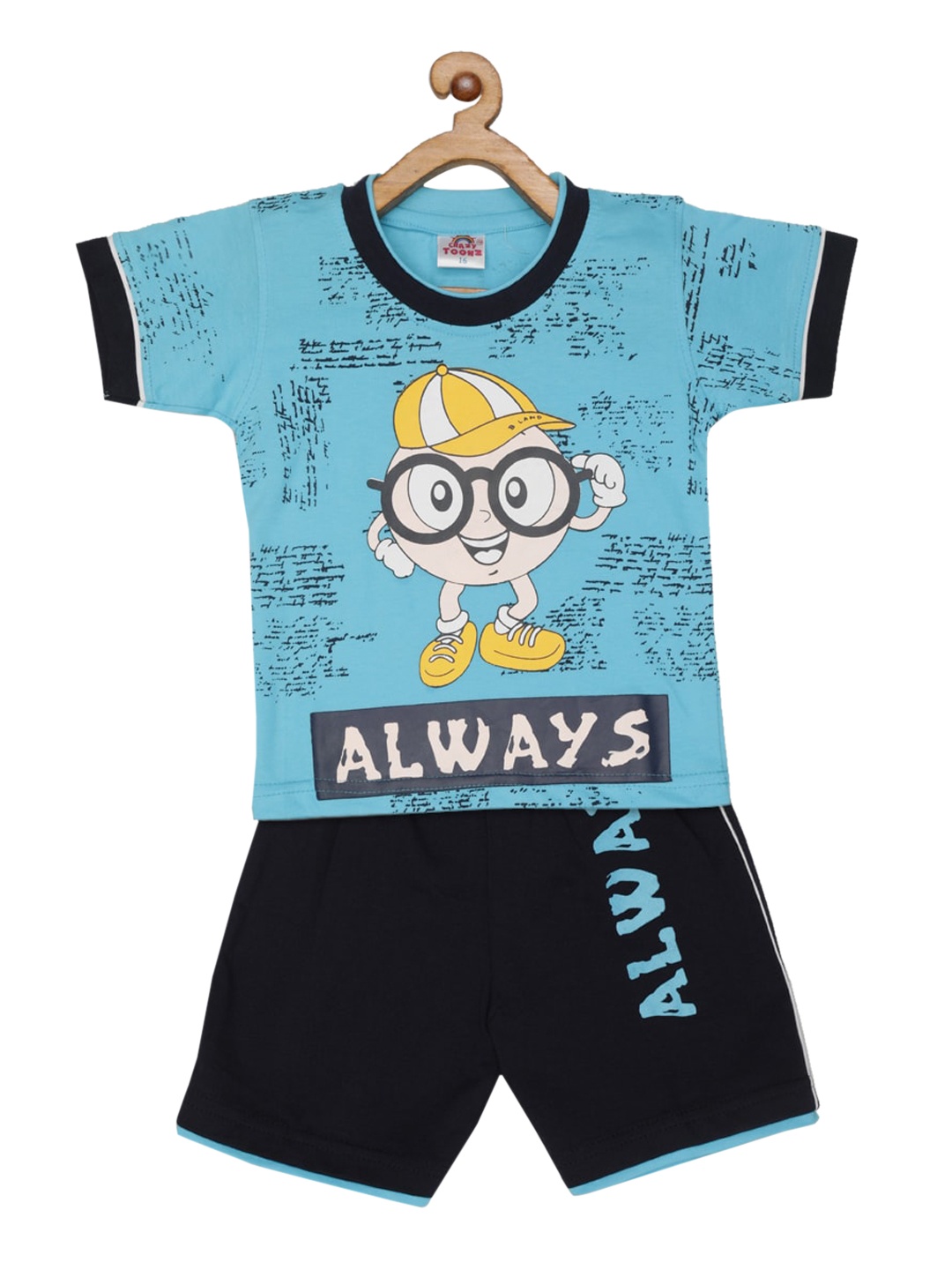 

JBN Creation Boys Blue & Black Printed T-shirt with Shorts