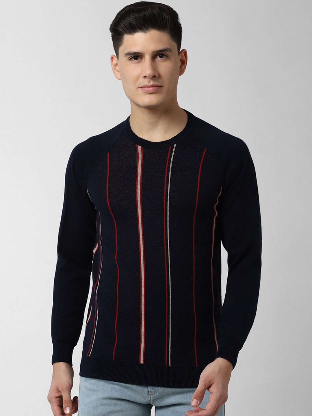 

Peter England Casuals Men Black Striped, Navy blue
