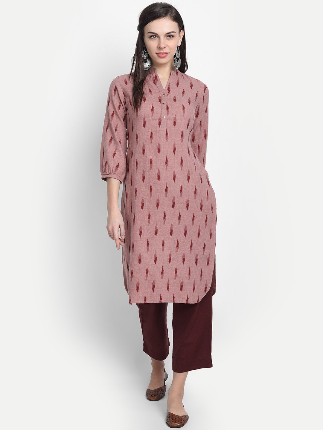 

fabGLOBAL Rose Ethnic Motifs Printed Handloom Kurta