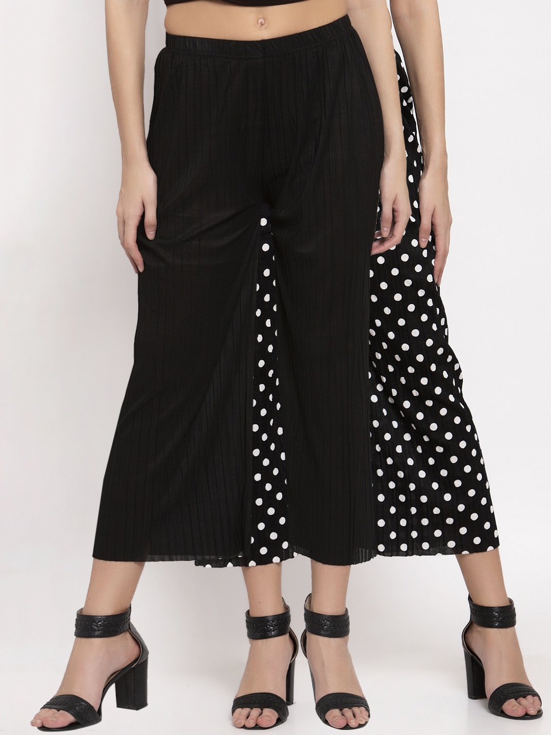

KLOTTHE Women Pack of 2 Wide Leg Cropped Palazzos, Black