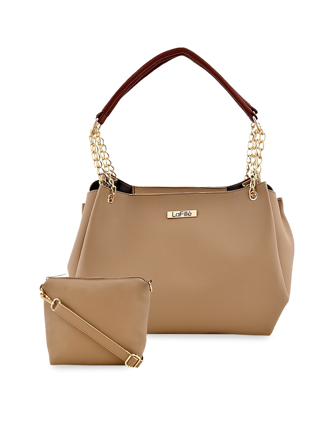 

LaFille Set Of 2 Beige Solid Handbags