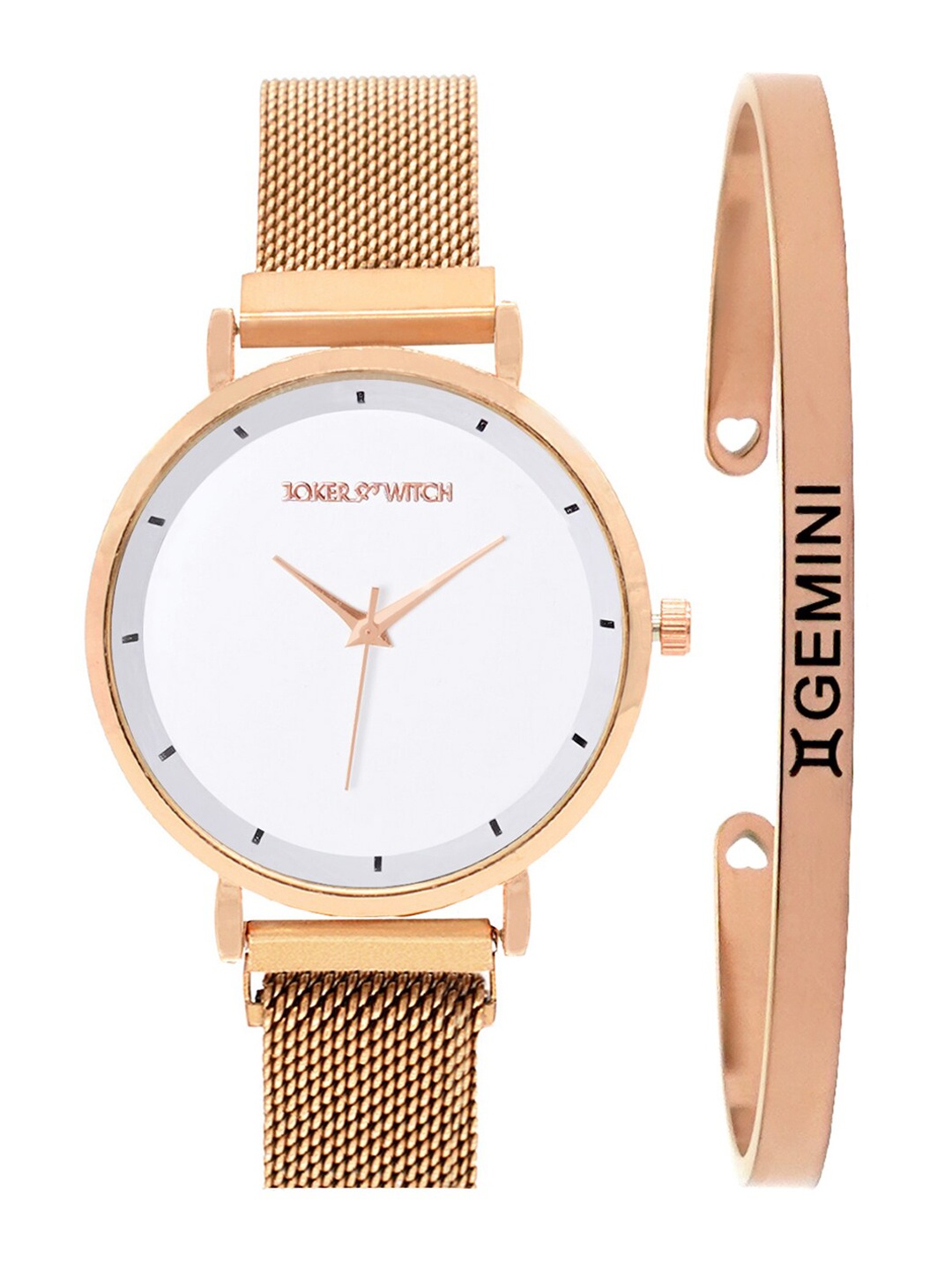

JOKER & WITCH Women White & Rose Gold-Toned Amy Watch & Bracelet Gift Set JWBS292