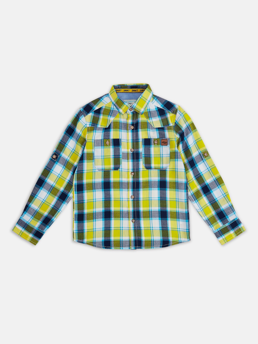 

Pantaloons Junior Boys Yellow & White Regular Fit Checked Cotton Casual Shirt
