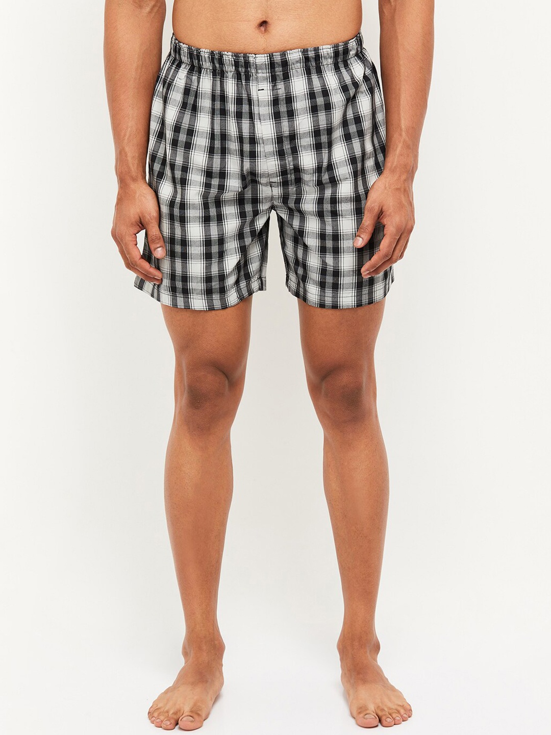 

max Men Black & White Checked Boxers NOOSNYDBXGR