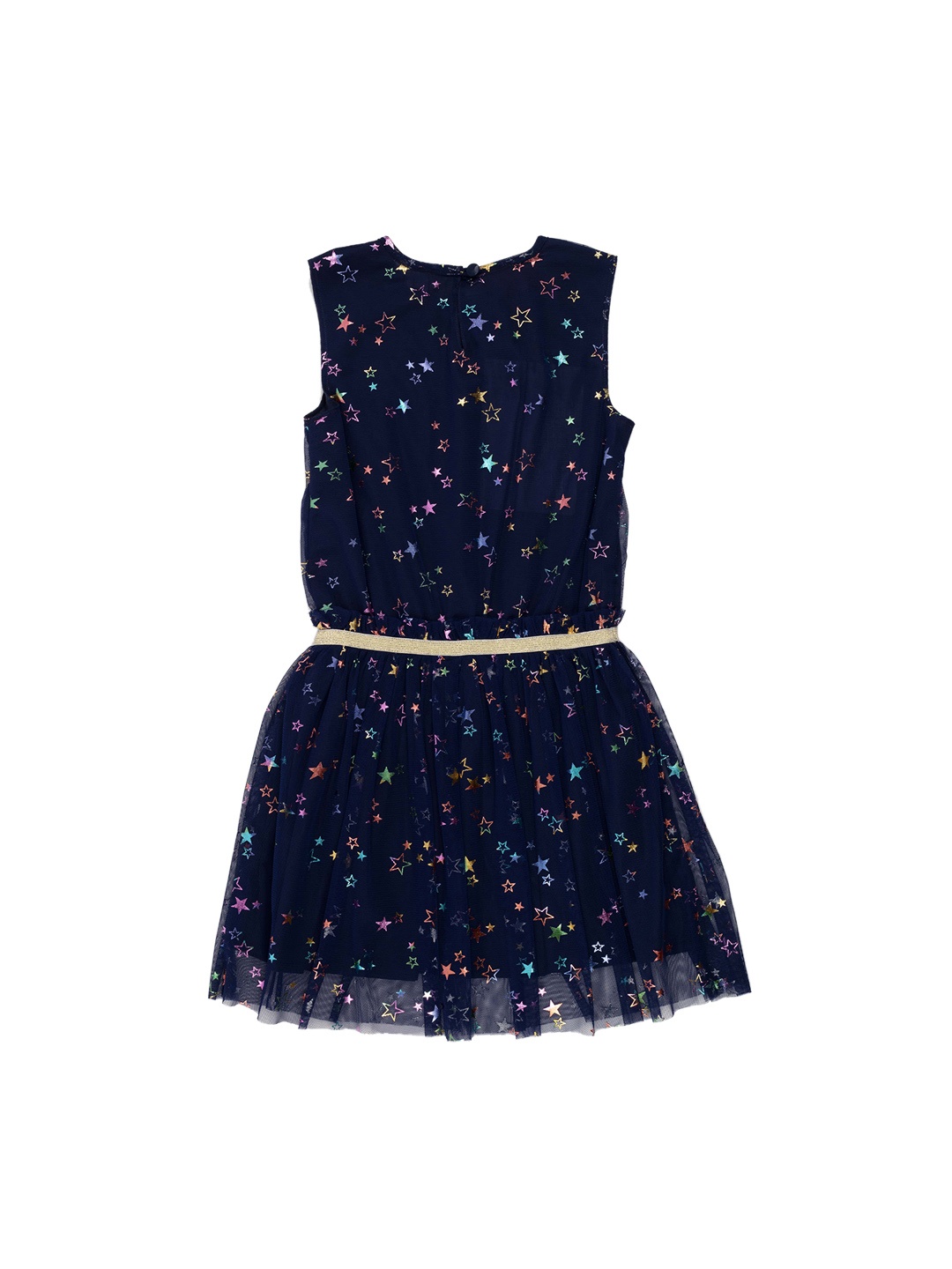 

UNDER FOURTEEN ONLY Girls Navy Blue Printed Fit and Flare Dress