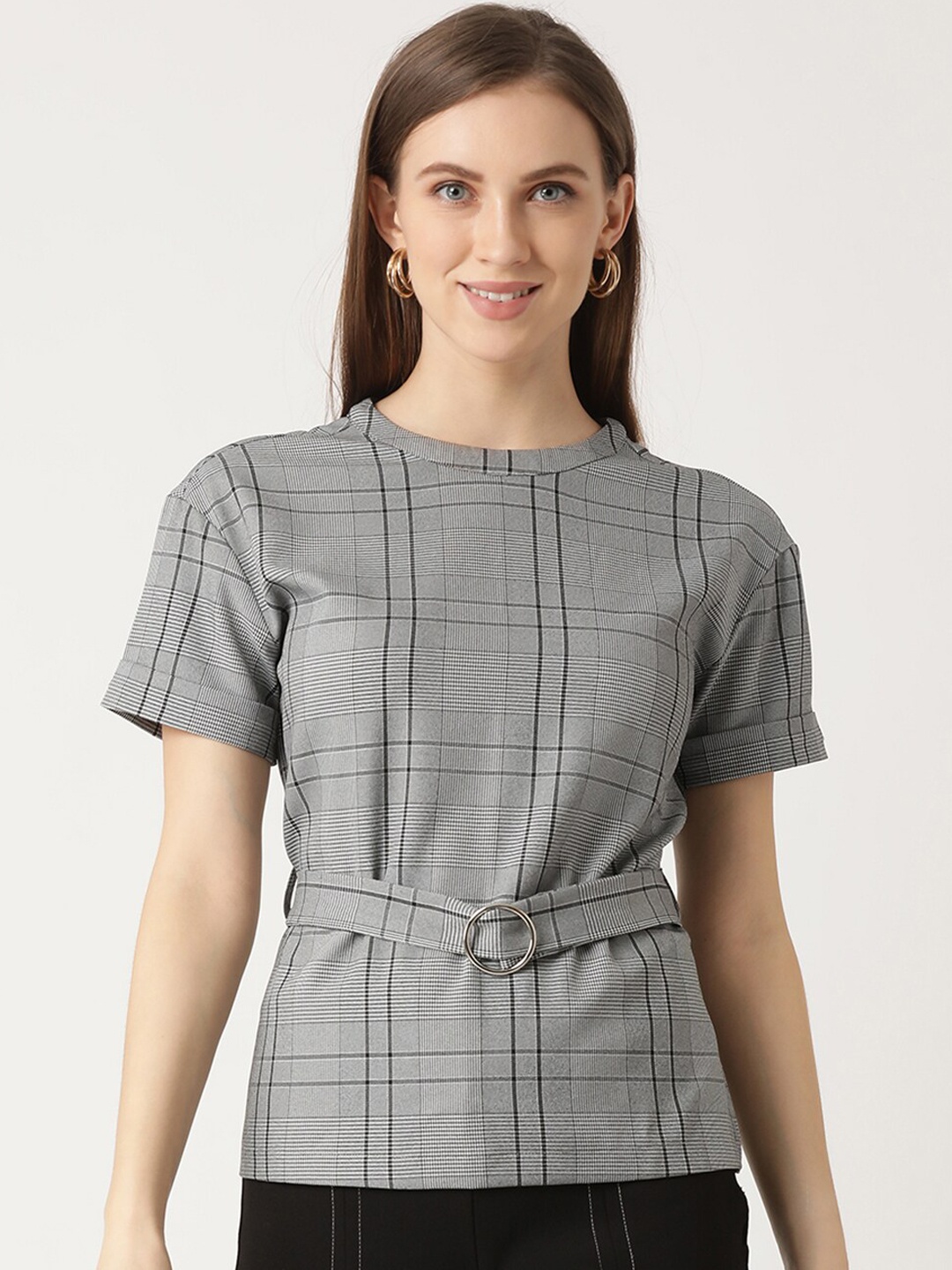 

ZOELLA Black & Grey Checked Top