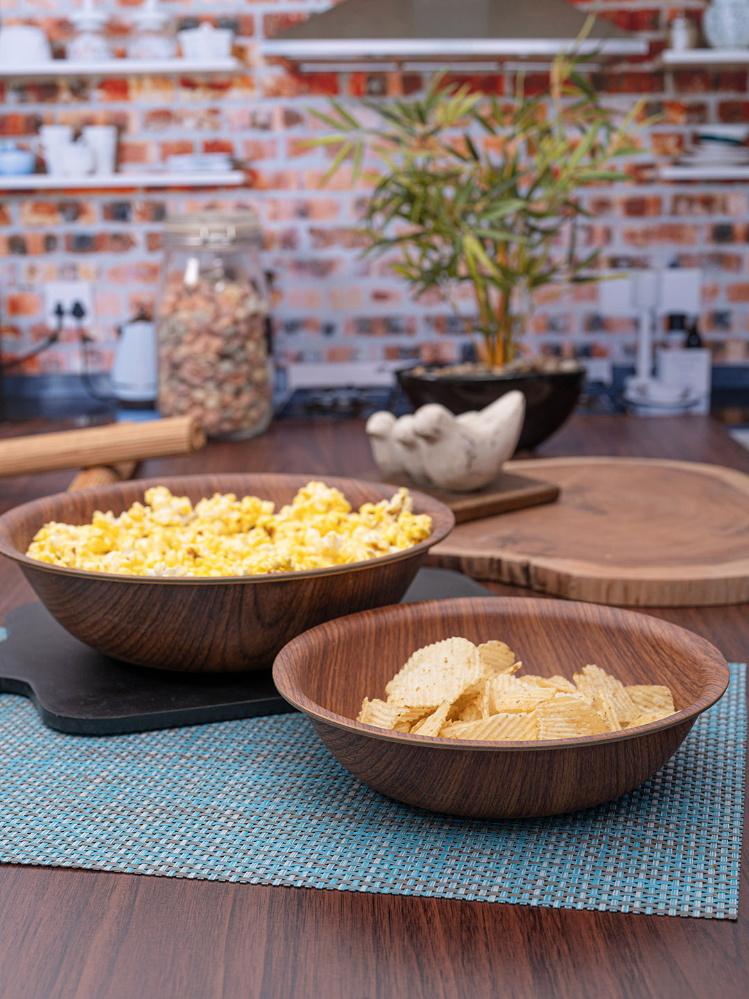 

GOODHOMES Brown Set of 3 Melamine Bowls