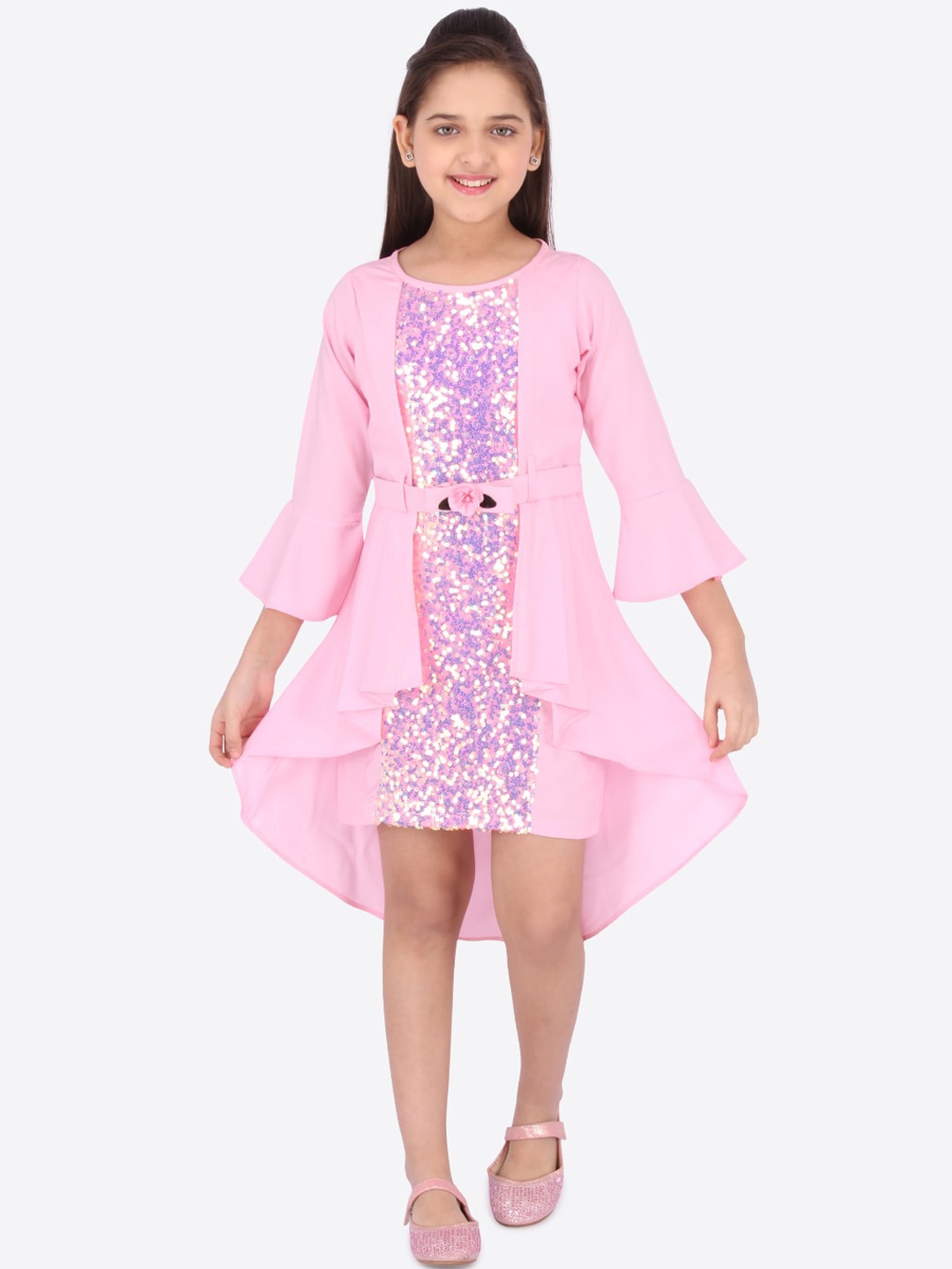 

CUTECUMBER Girls Pink Printed A-Line Dress