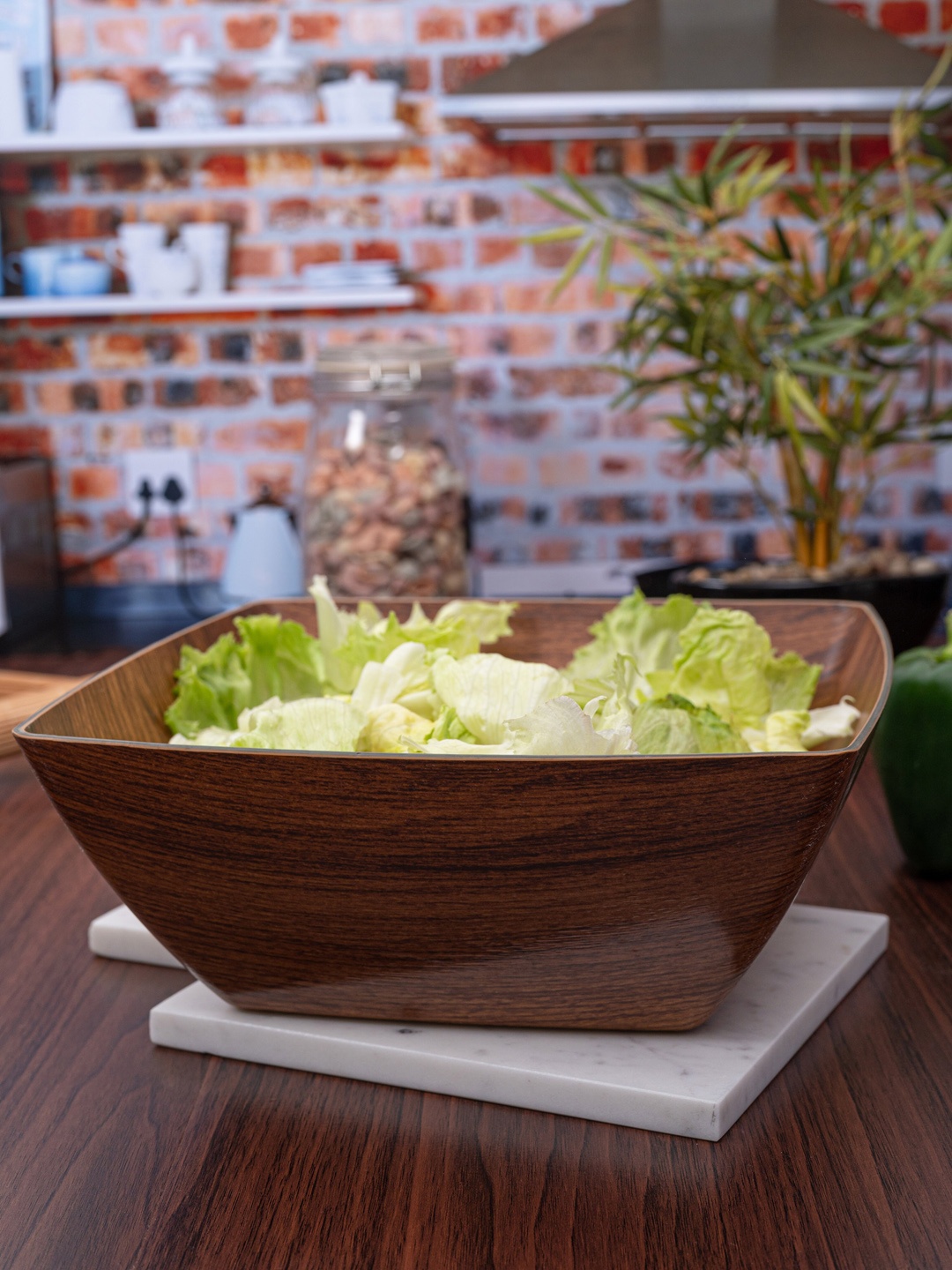 

GOODHOMES Brown Large Square Bowl