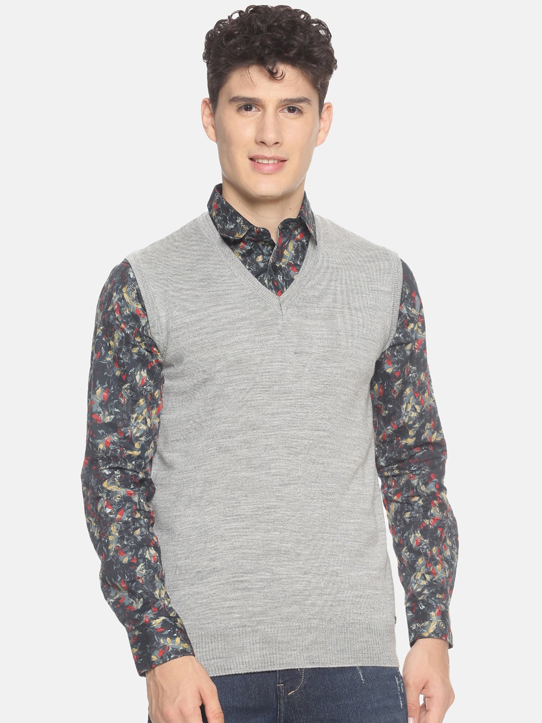 

513 Men Grey Melange Solid