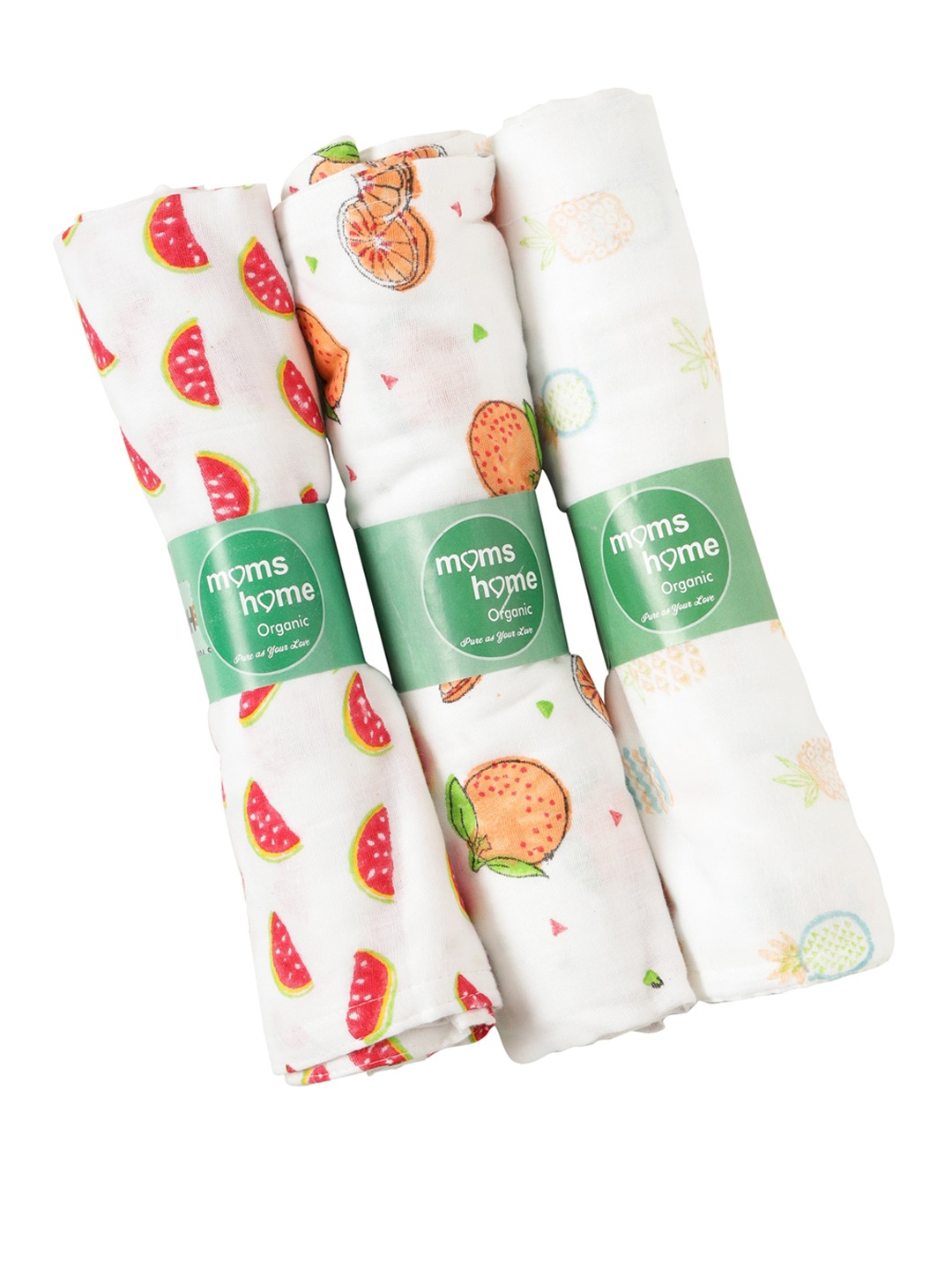 

Moms Home Infant Kids Pack Of 3 Organic Cotton Muslin Baby Swaddle, White