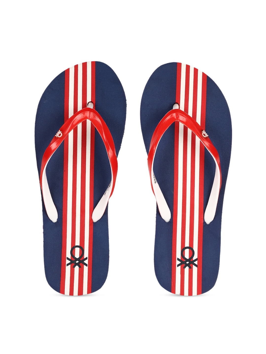 

United Colors of Benetton Women Navy Blue & Red Striped Thong Flip-Flops