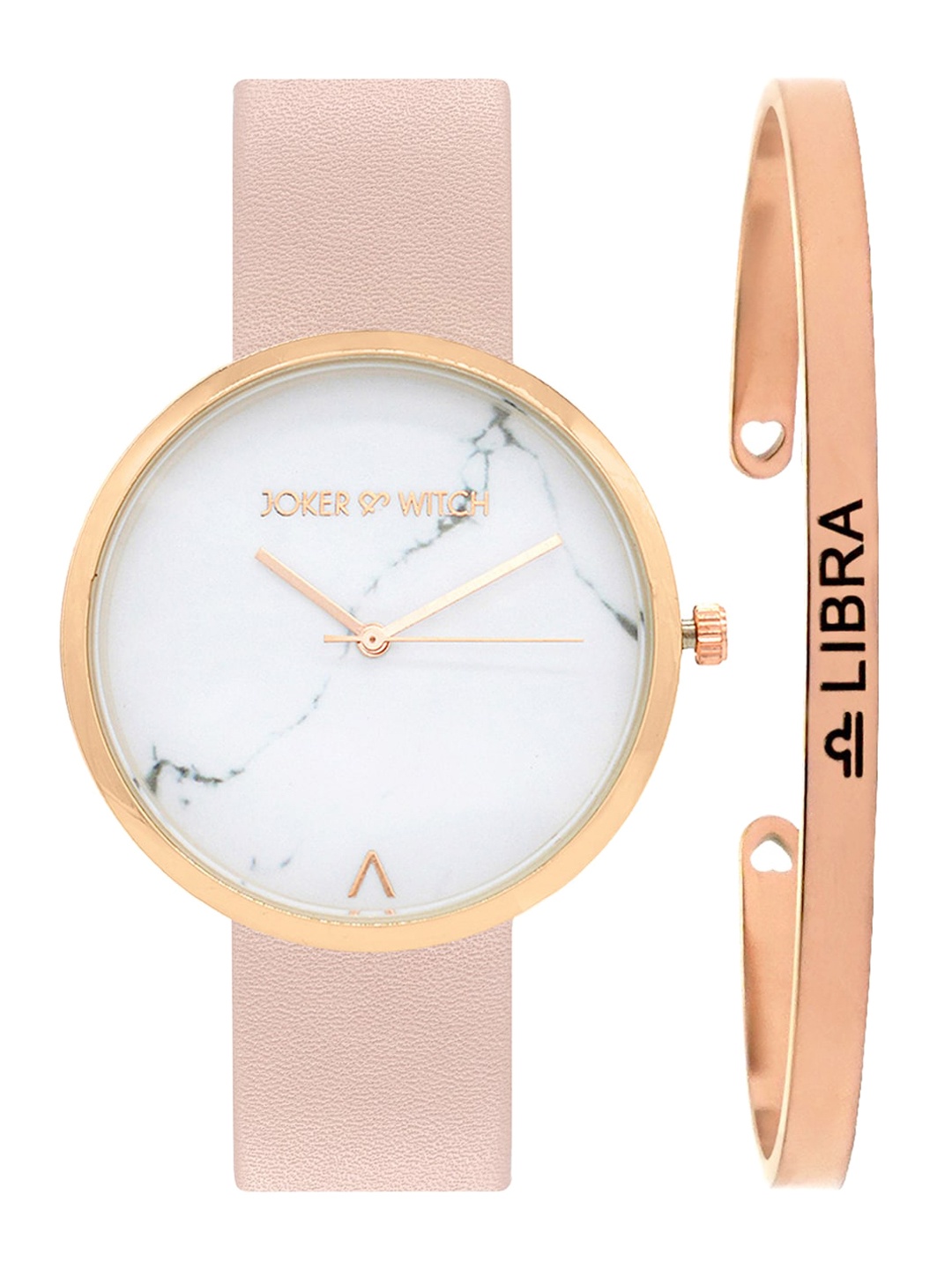 

JOKER & WITCH Women White & Rose-Gold Toned Analogue Watch & Cuff Bracelet Gift Set JWBS299