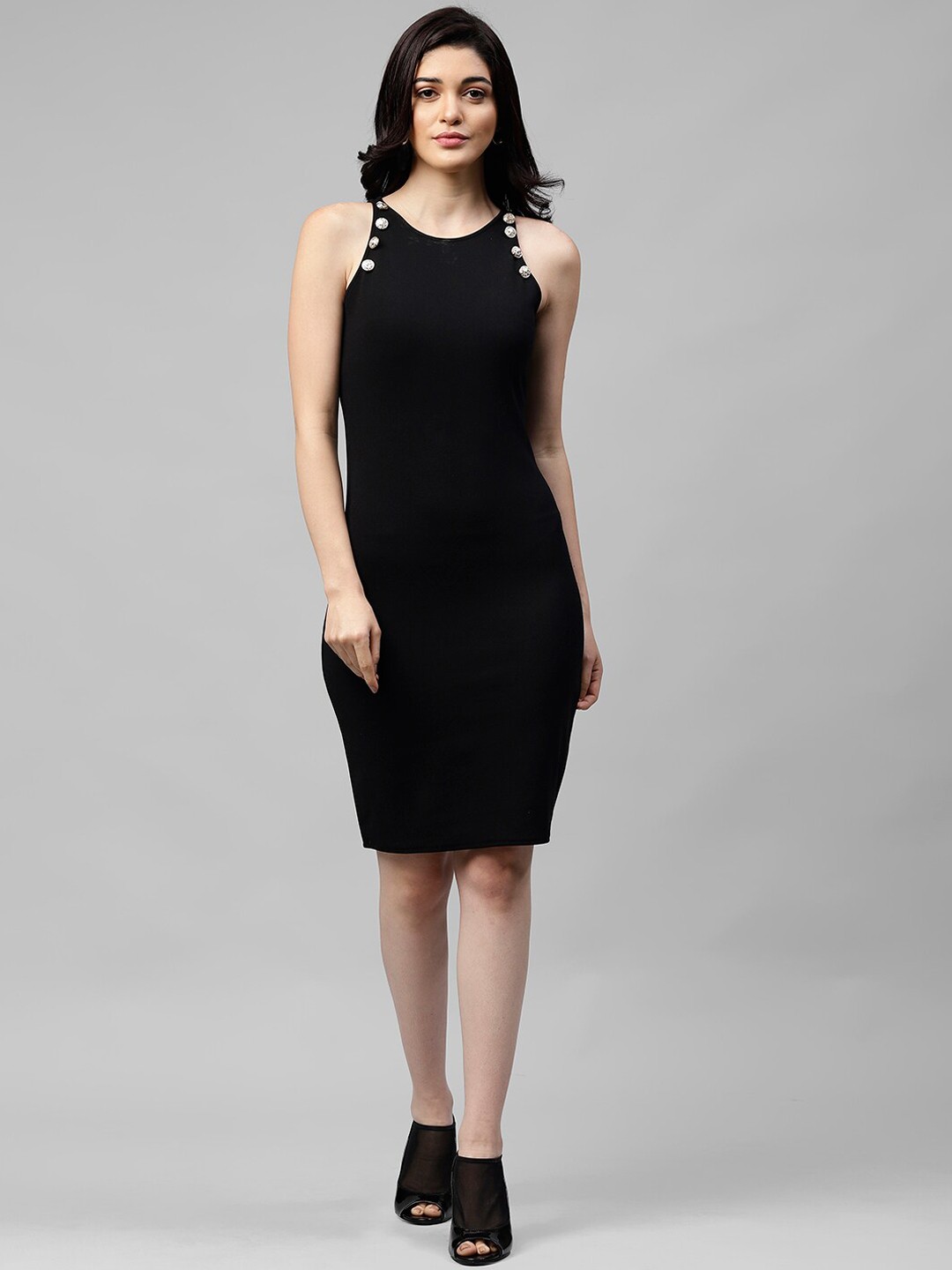 

Athena Women Black Solid Bodycon Dress