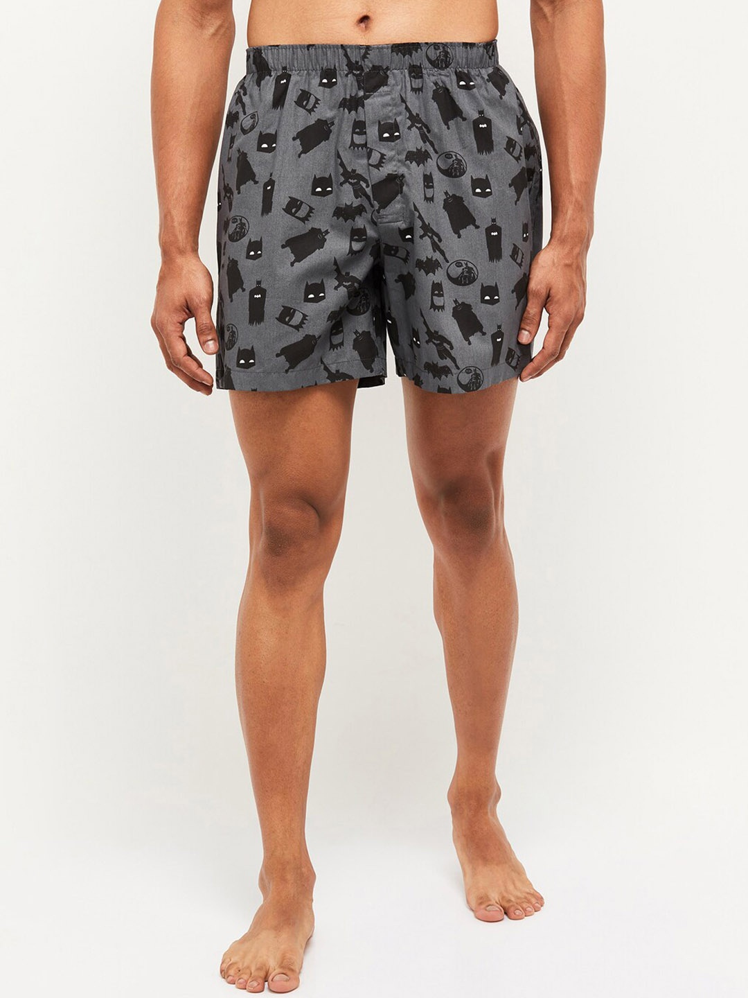 

max Men Grey & Black Batman Printed Boxer NOOSNCHBXGR