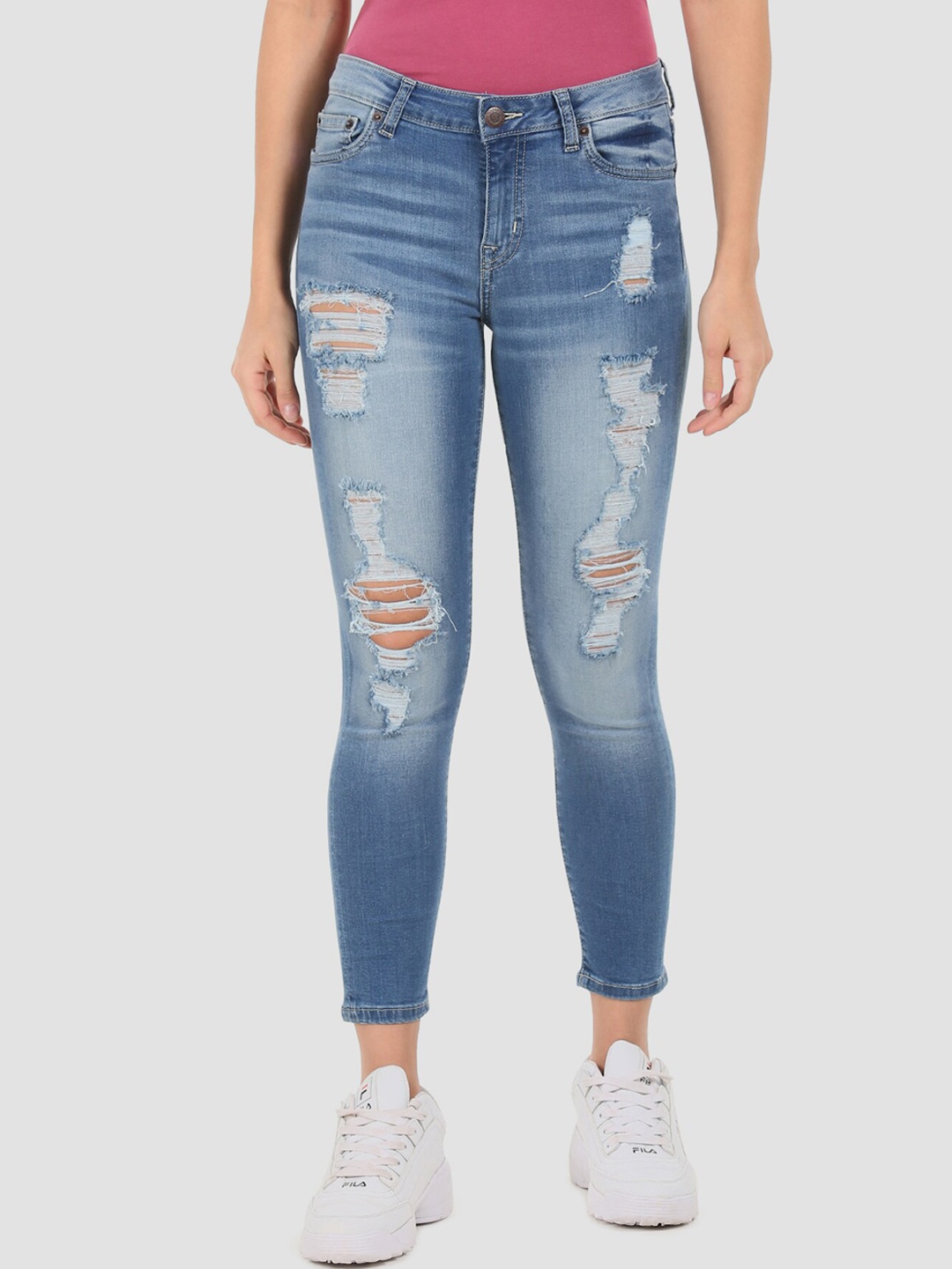 

Aeropostale Women Blue Slim Fit Low-Rise Mildly Distressed Stretchable Jeans