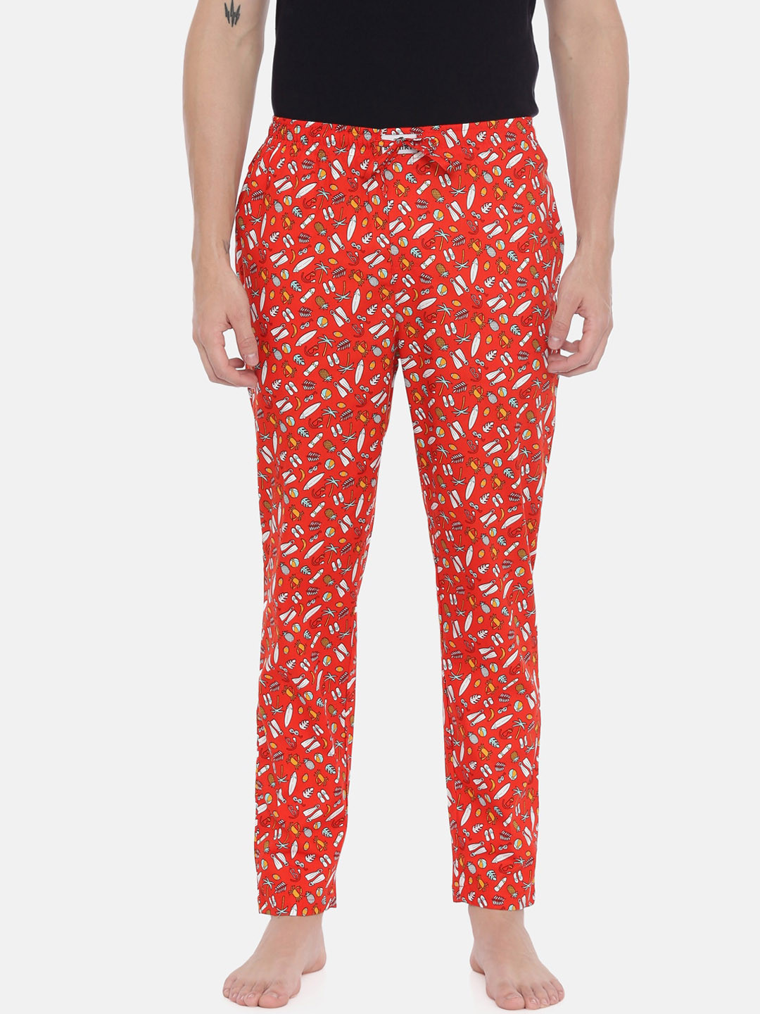

Bushirt Men Red Printed Regular Lounge Pants