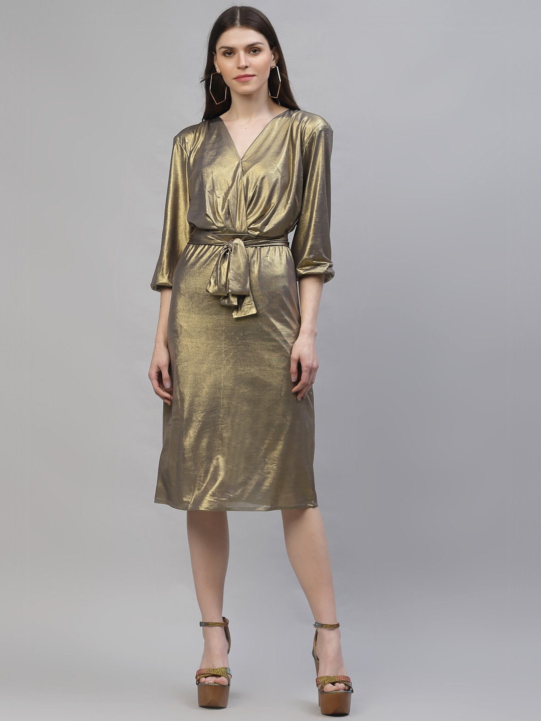 

Athena Women Gold-Toned Solid Sheath Dress