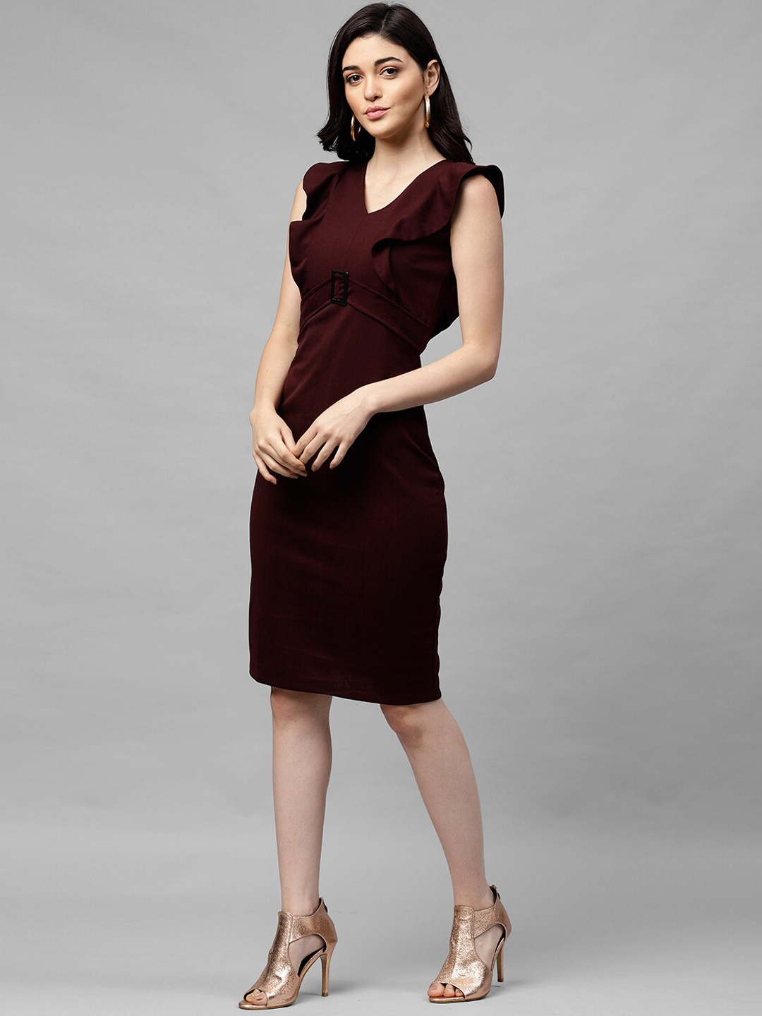 

Athena Women Burgundy Solid Sheath Dress