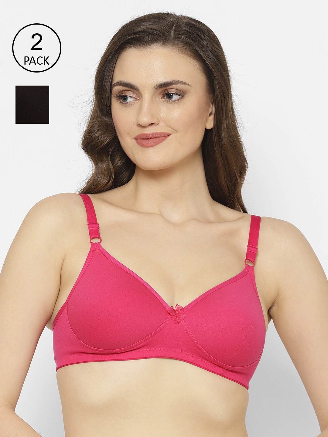 

Floret Black & Magenta Solid Set of 2 Everyday Bra T3052_Black-Magenta
