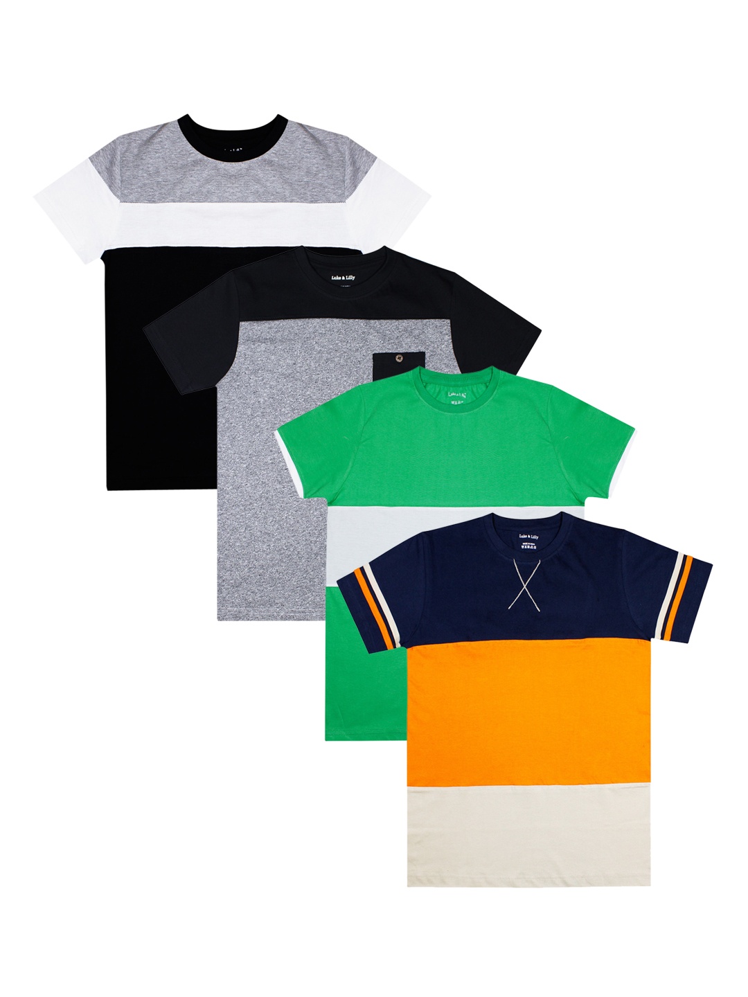 

Luke & Lilly Boys Pack of 4 Colourblocked Polo Collar T-shirt, Green