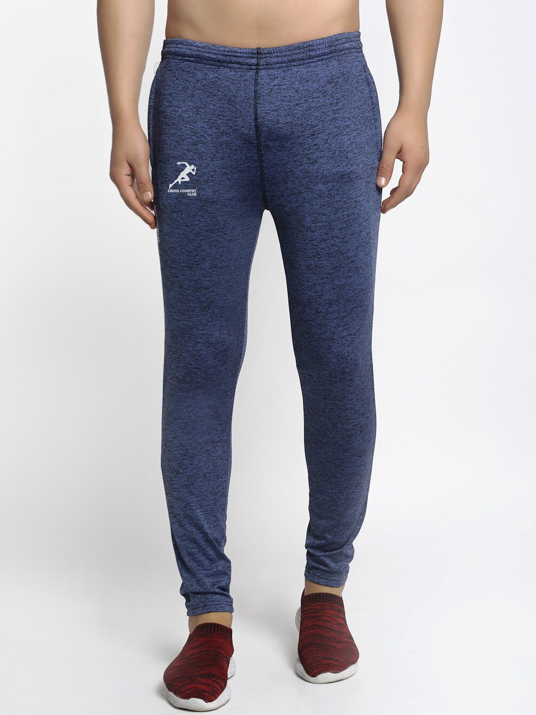 

GRACIT Men Blue & Black Textured Slim-Fit Track Pants