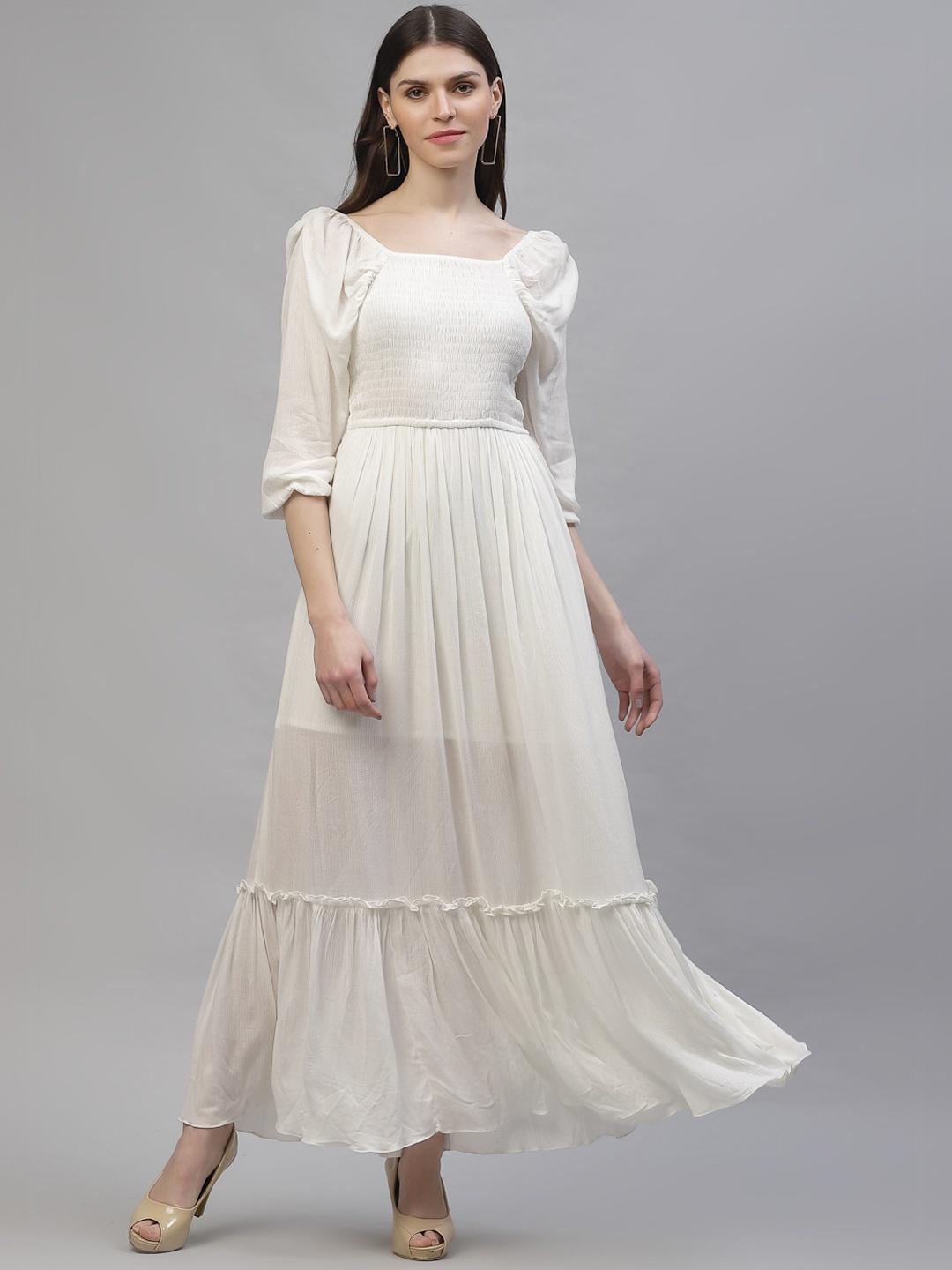 

Athena Women White Solid Maxi Dress