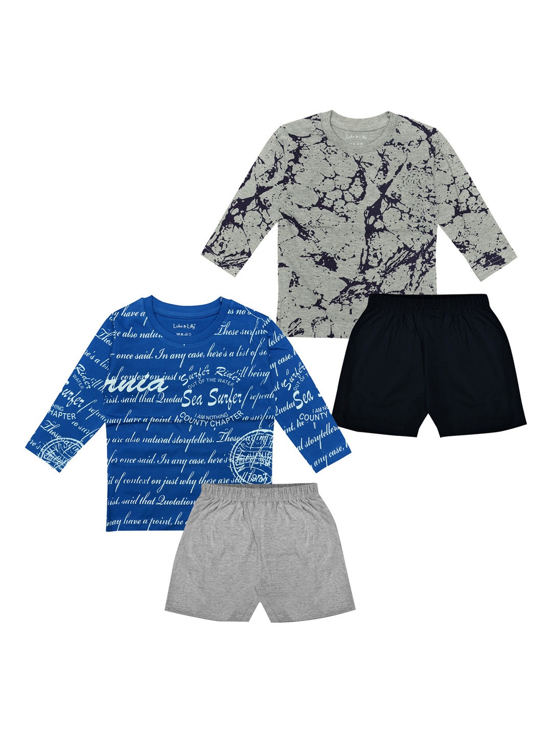 

Luke & Lilly Boys Pack of 2 Blue & Grey Printed T-shirt with Shorts