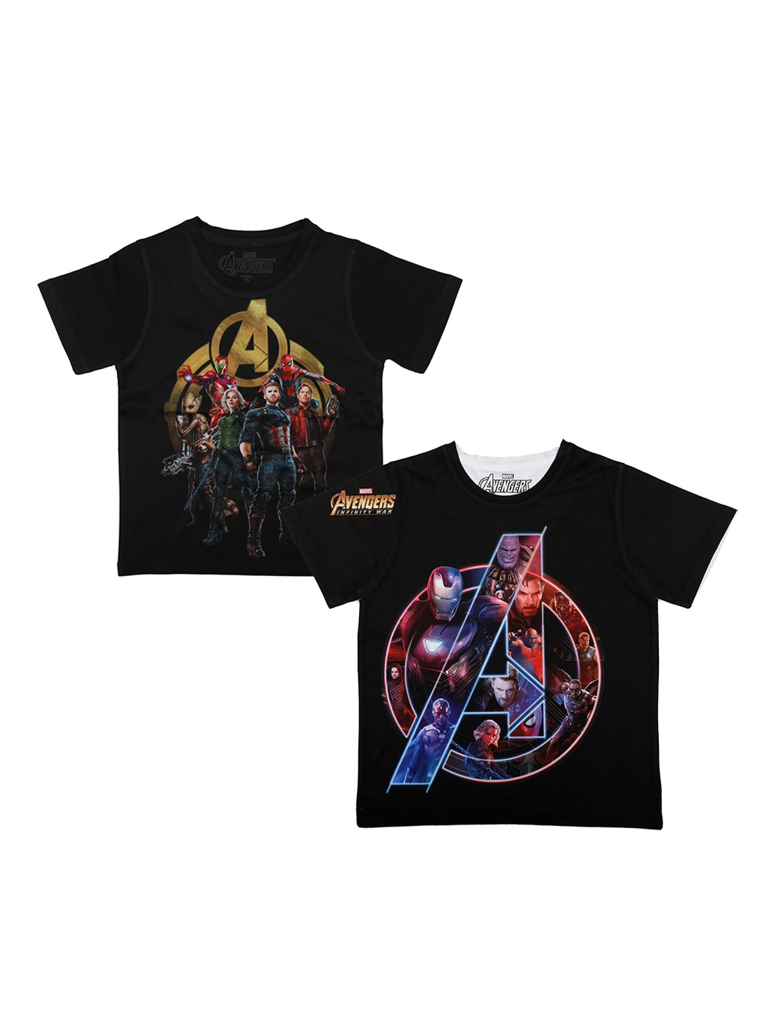 Marvel by Wear Your Mind Boys Black Printed Round Neck T-shirt