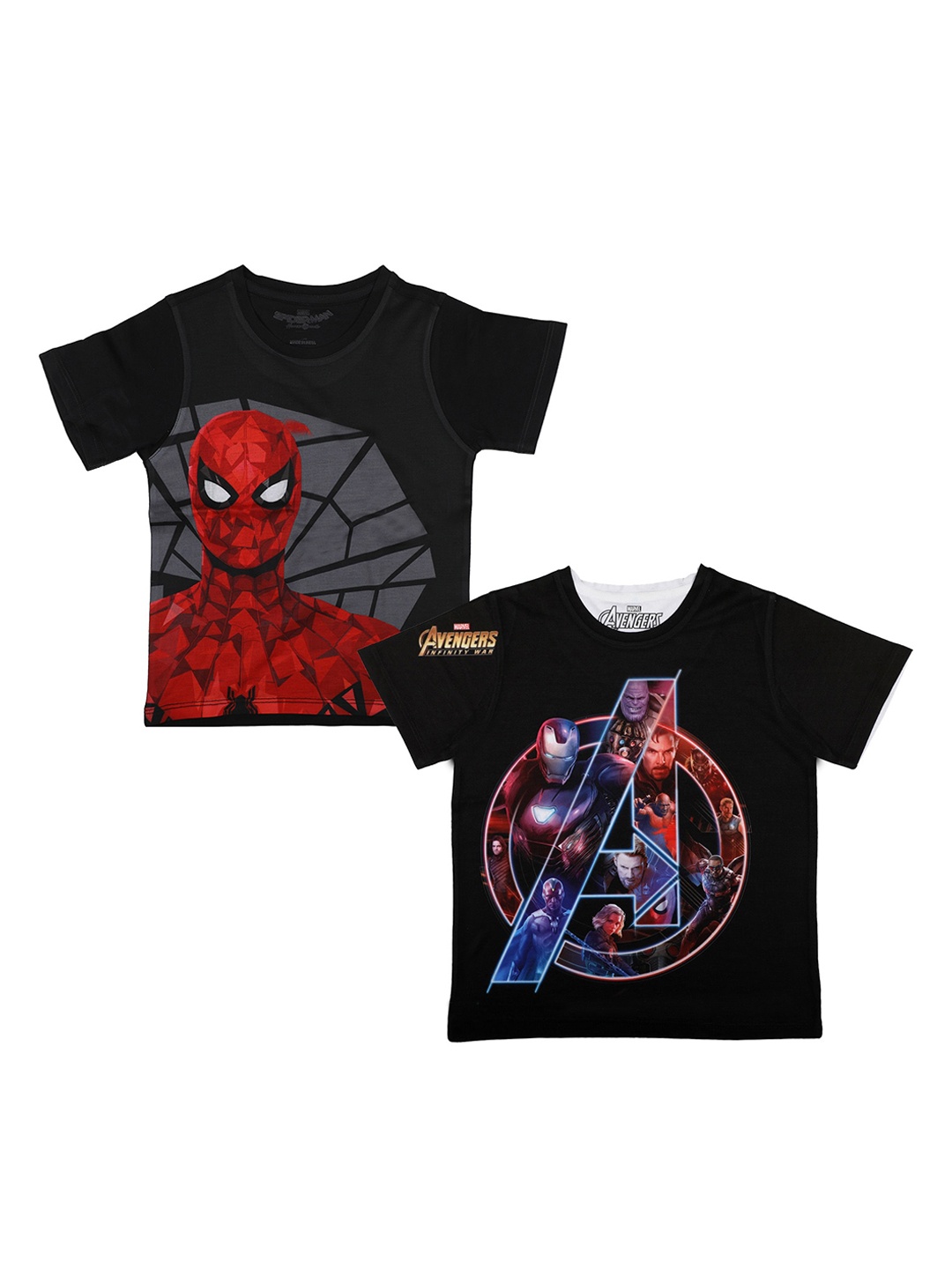 

Marvel by Wear Your Mind Boys Black Printed Round Neck Pure Cotton T-shirt