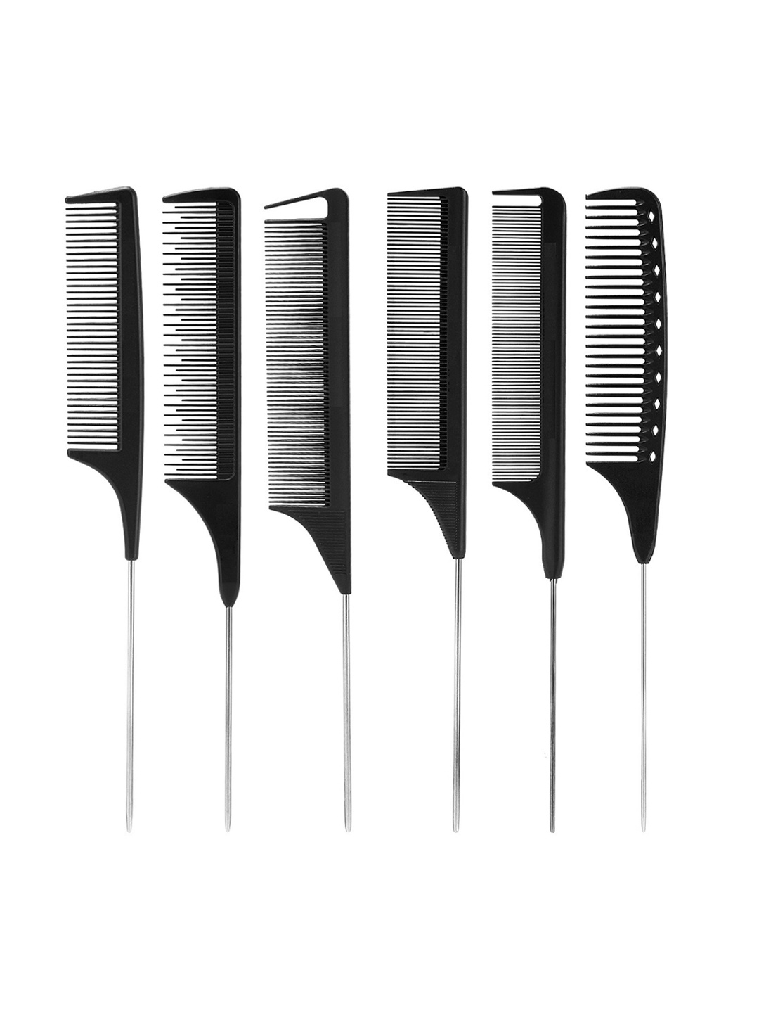 

Beaute Secrets Unisex 6 Pieces Comb Set Black Carbon Fiber