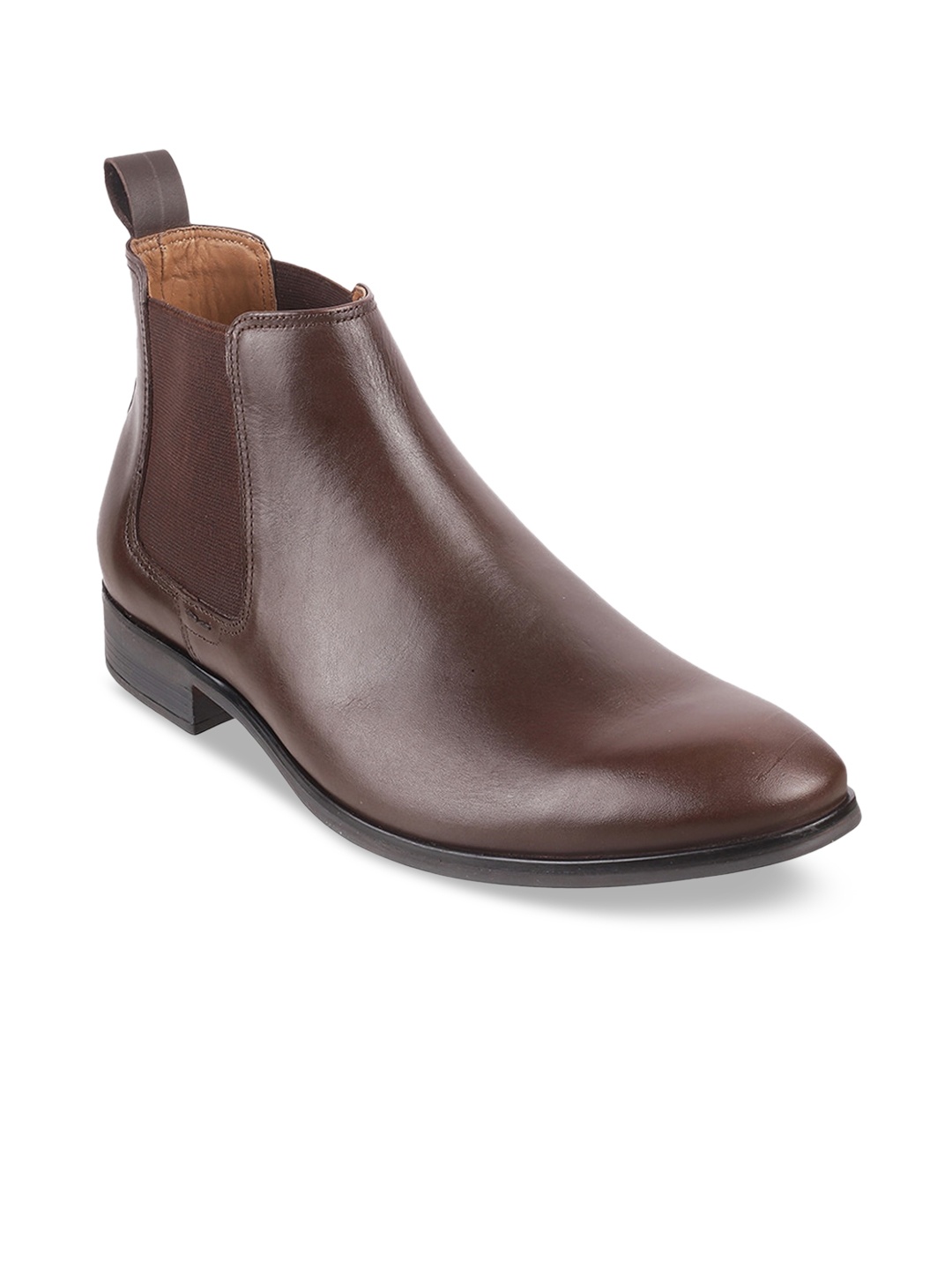 

Metro Men Brown Men Brown Solid High-Top Leather Flat Boots
