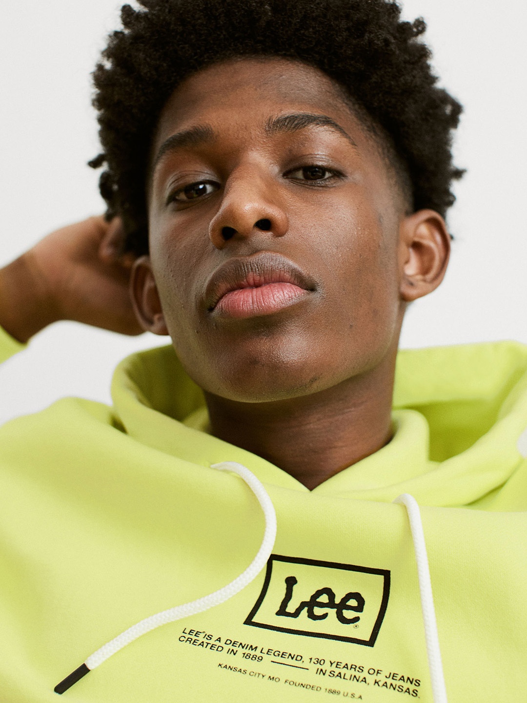 

H&M Men Yellow & Black Printed Cotton Hoodie