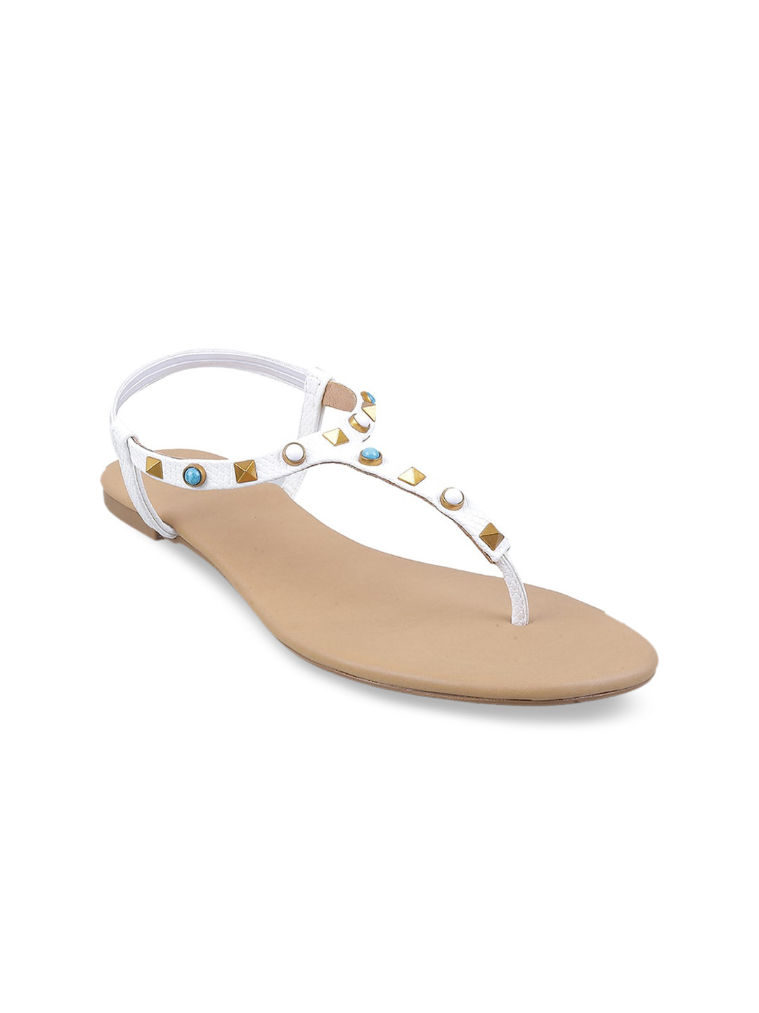 

Metro Women White Embellished T-Strap Flats