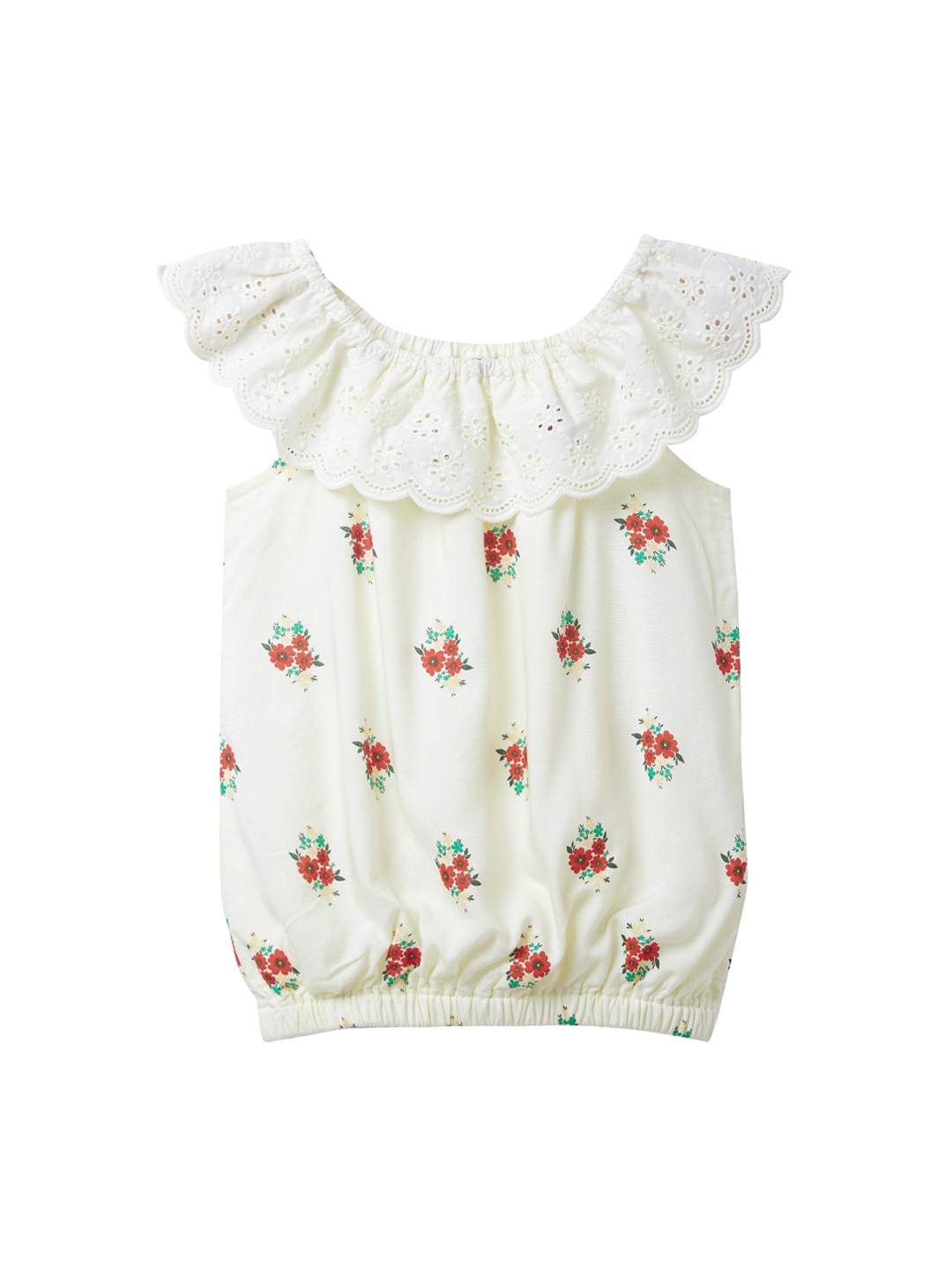 

Cub McPaws Yellow Floral Printed Flutter Sleeves Blouson Top