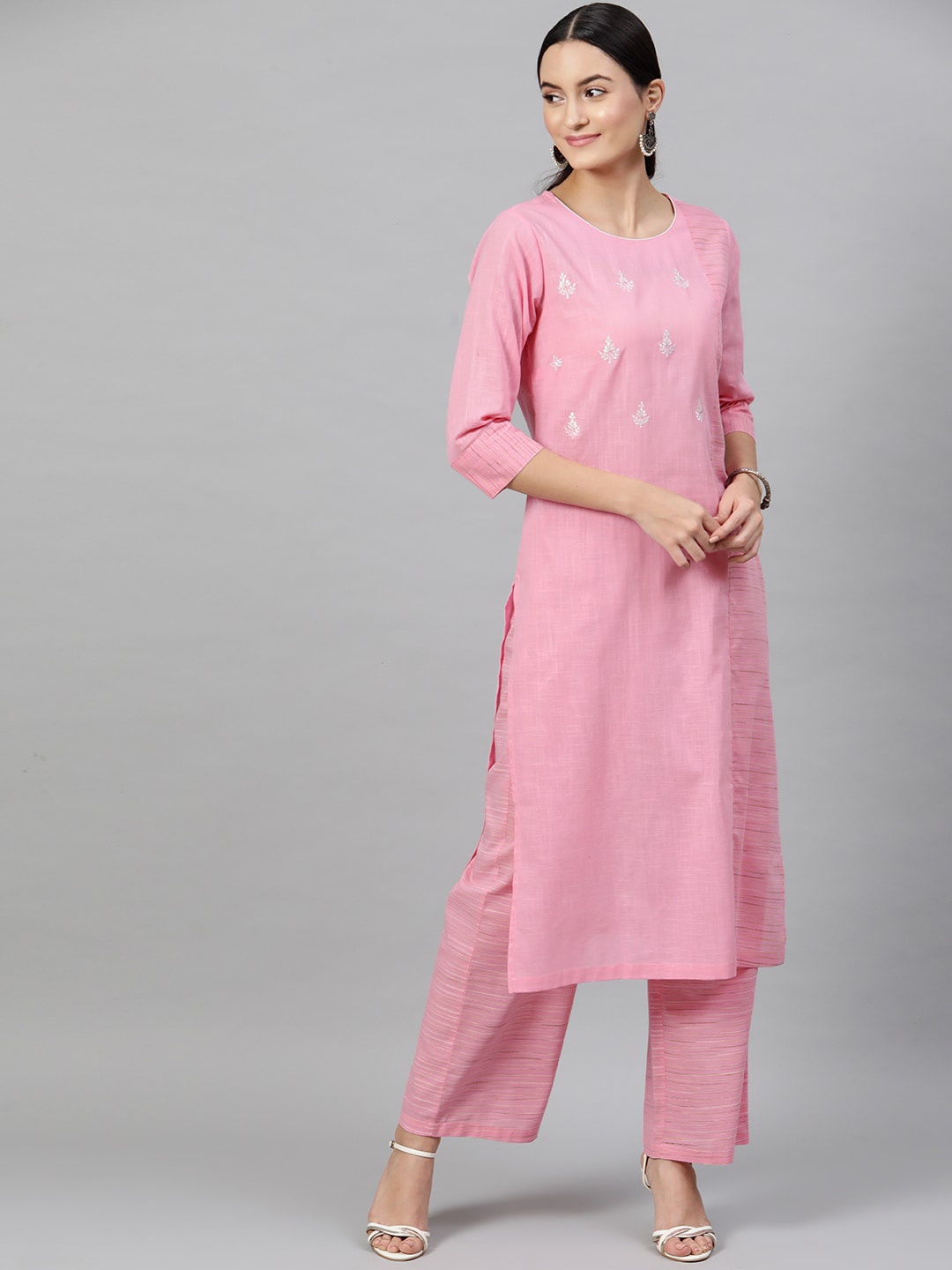 

STREET 9 Women Pink Yoke Design Kurta with Palazzos