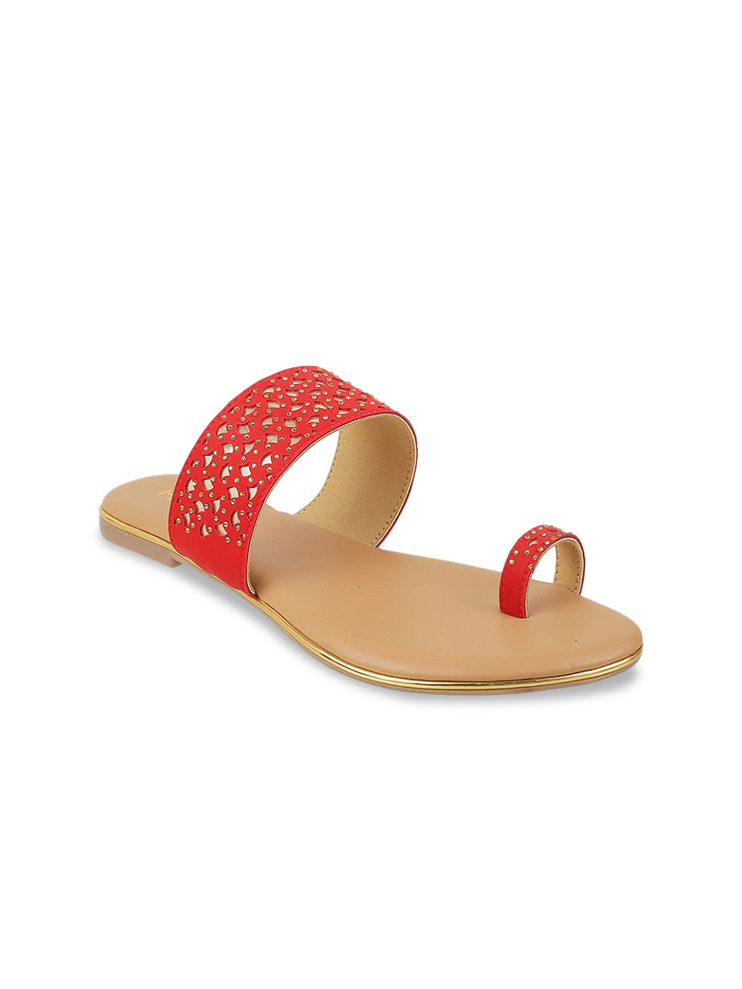 

Metro Women Red Solid One Toe Flats