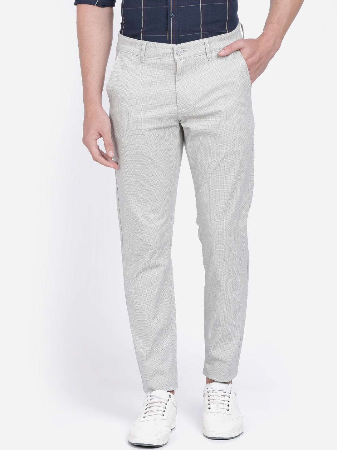 

Crocodile Men Grey Slim Fit Solid Regular Trousers