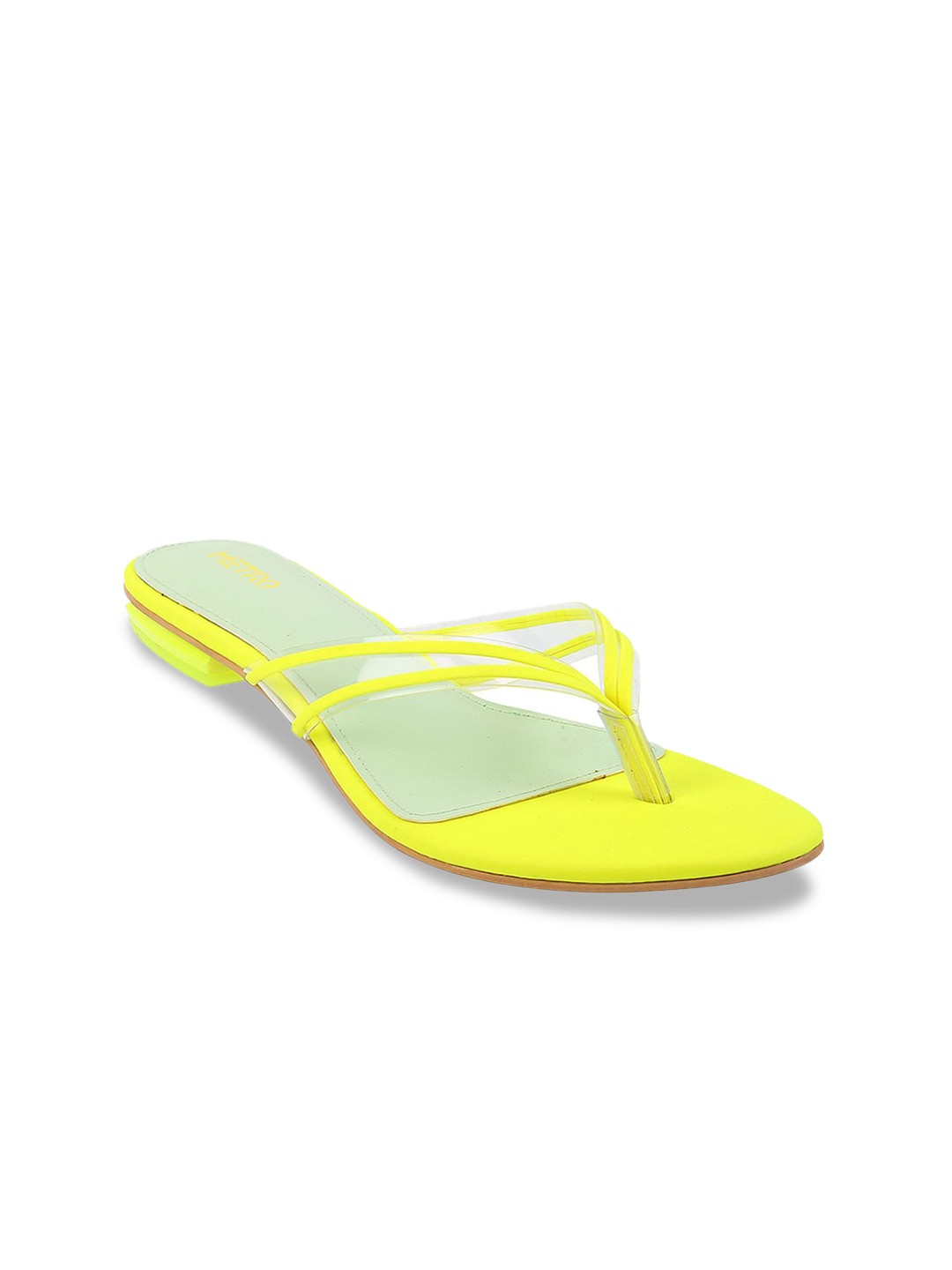 

Metro Women Yellow Solid Open Toe Flats