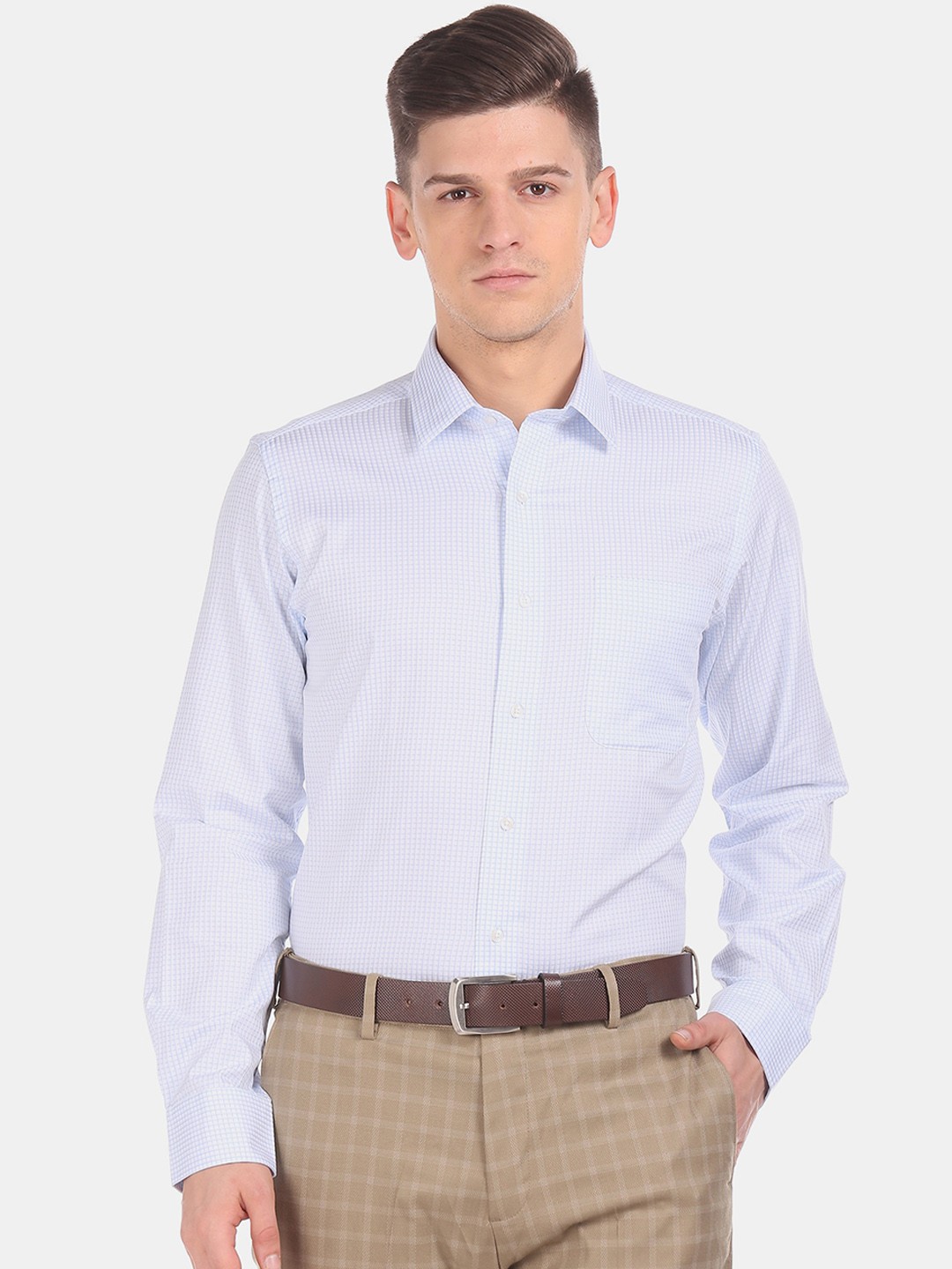 

Arrow Men Blue Regular Fit Striped Formal Shirt