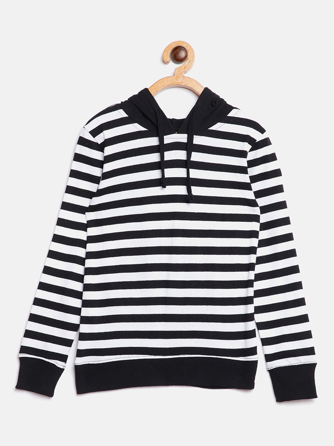 

GRITSTONES Boys Black Striped Hood T-shirt