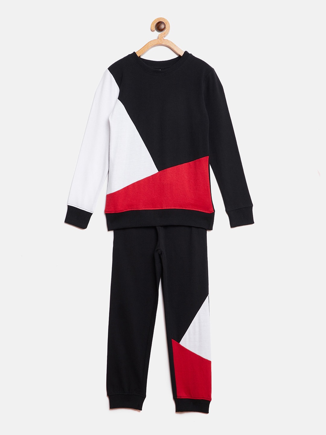 

GRITSTONES Boys Black & White Colourblocked T-shirt with Trousers
