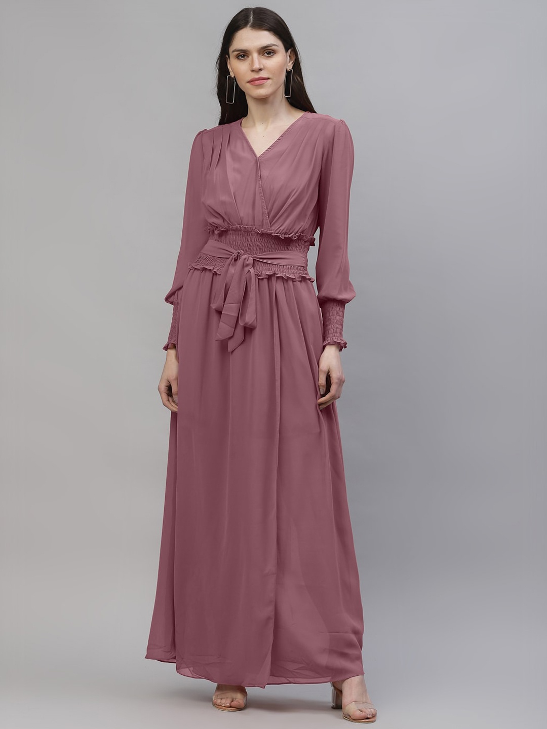 

Athena Women Mauve Solid Maxi Dress