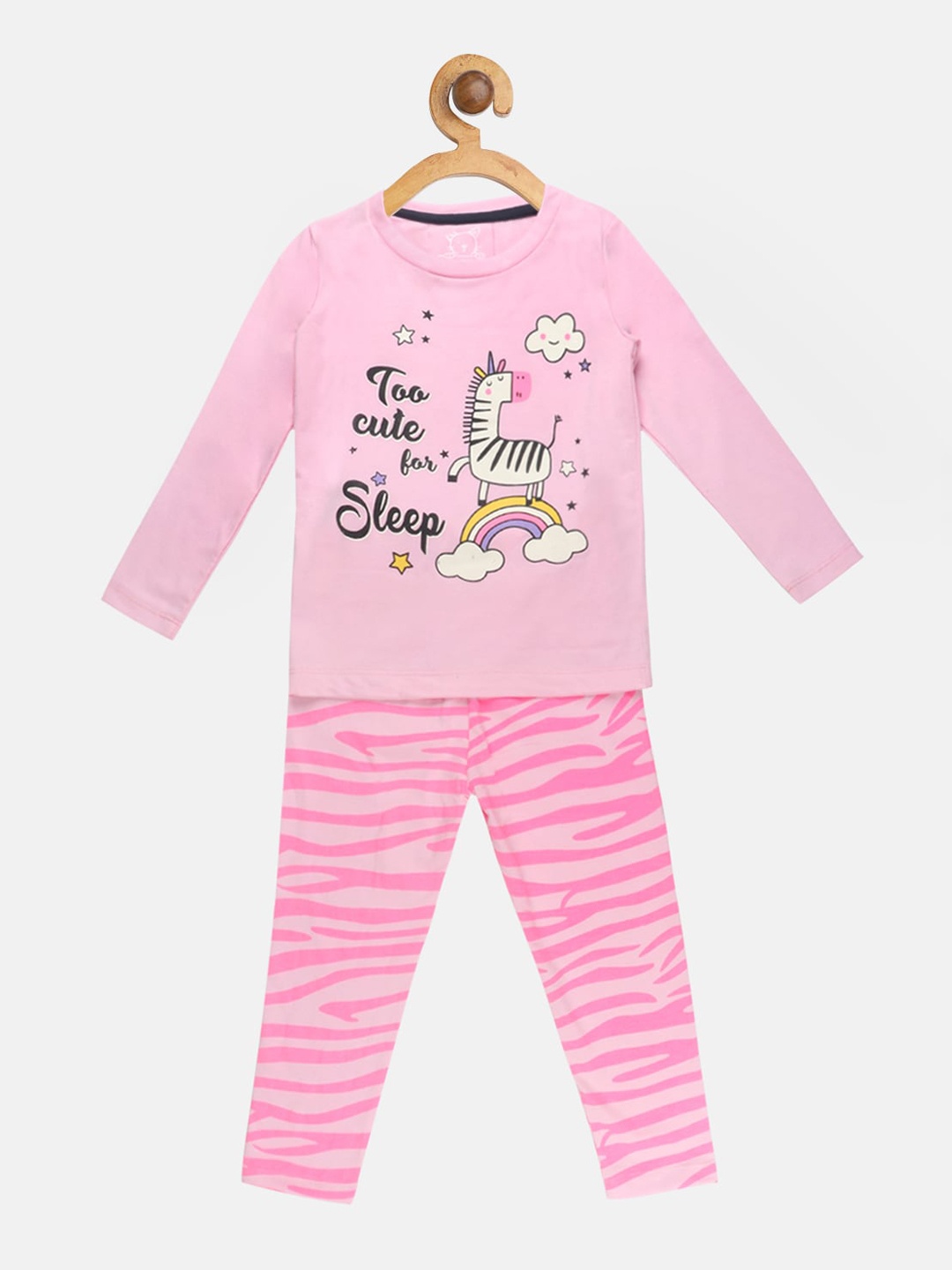 

Lazy Shark Girls Pink & White Printed Night Suit LSTF0555-23